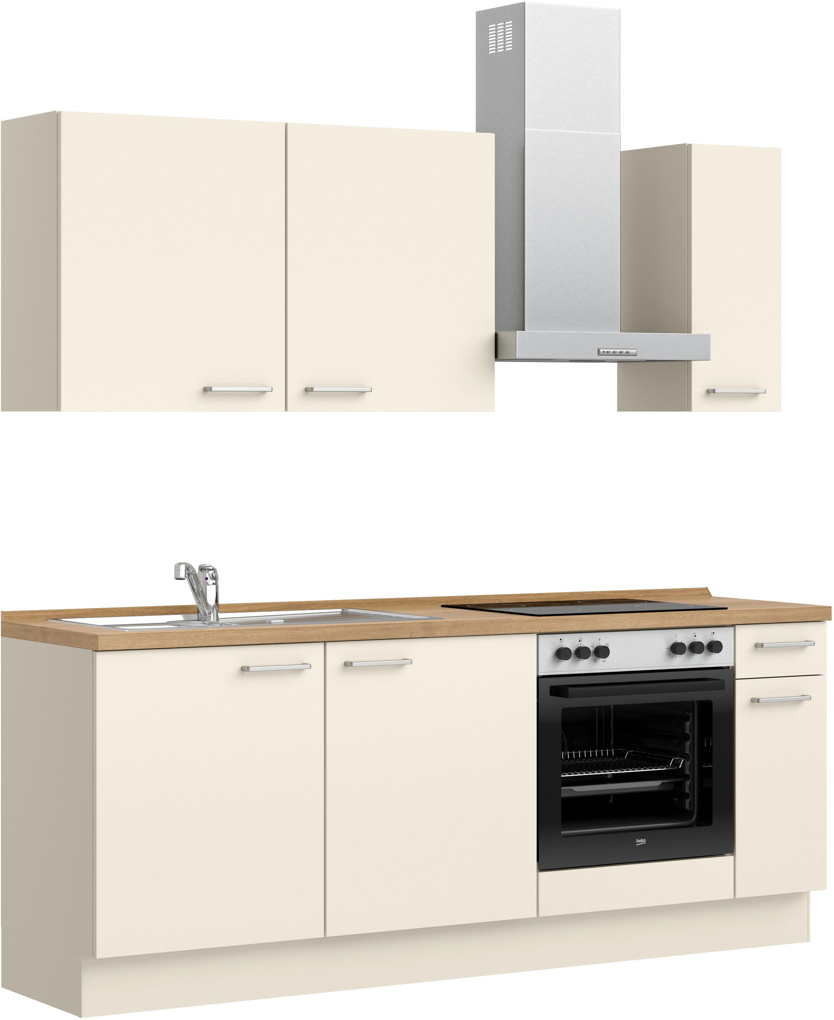 nobilia® Küchenzeile "Touch basic", vormontiert, Ausrichtung wählbar, Breite 210 cm, mit E-Geräten