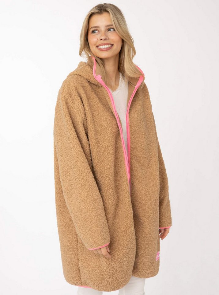 Zwillingsherz Kurzmantel "ZH" Kapuze, Logo hinten, Zipper, kontrastfarbene Kanten, Eingriffstaschen