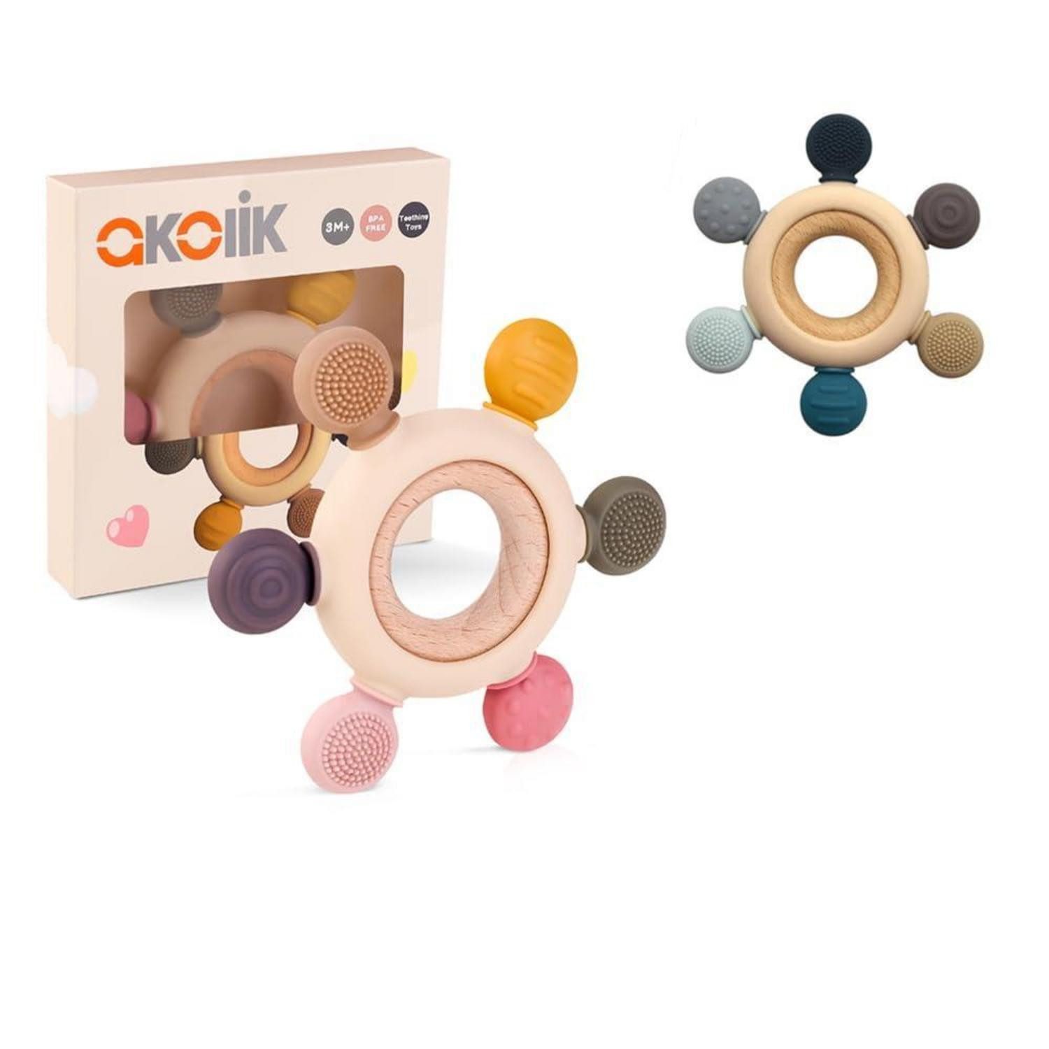 LuxusKollektion Beißring Beißring Babys Silikon BPAfrei Greifling Zahnen 3 12 Monate Ruder A+B