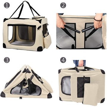 Petigi Tiertransporttasche Transporttasche Transportbox Faltbox Hundetransportbox Faltbar Beige L petigi