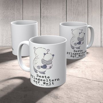 Mr. & Mrs. Panda Tasse Panda Beste Pflegeeltern der Welt - Weiß - Geschenk, Elternpaar, Mami, Mitbringsel, Büro, Geschenktipp, Kaffeebecher, für, Geburtstagsgeschenk, Becher, Keramik