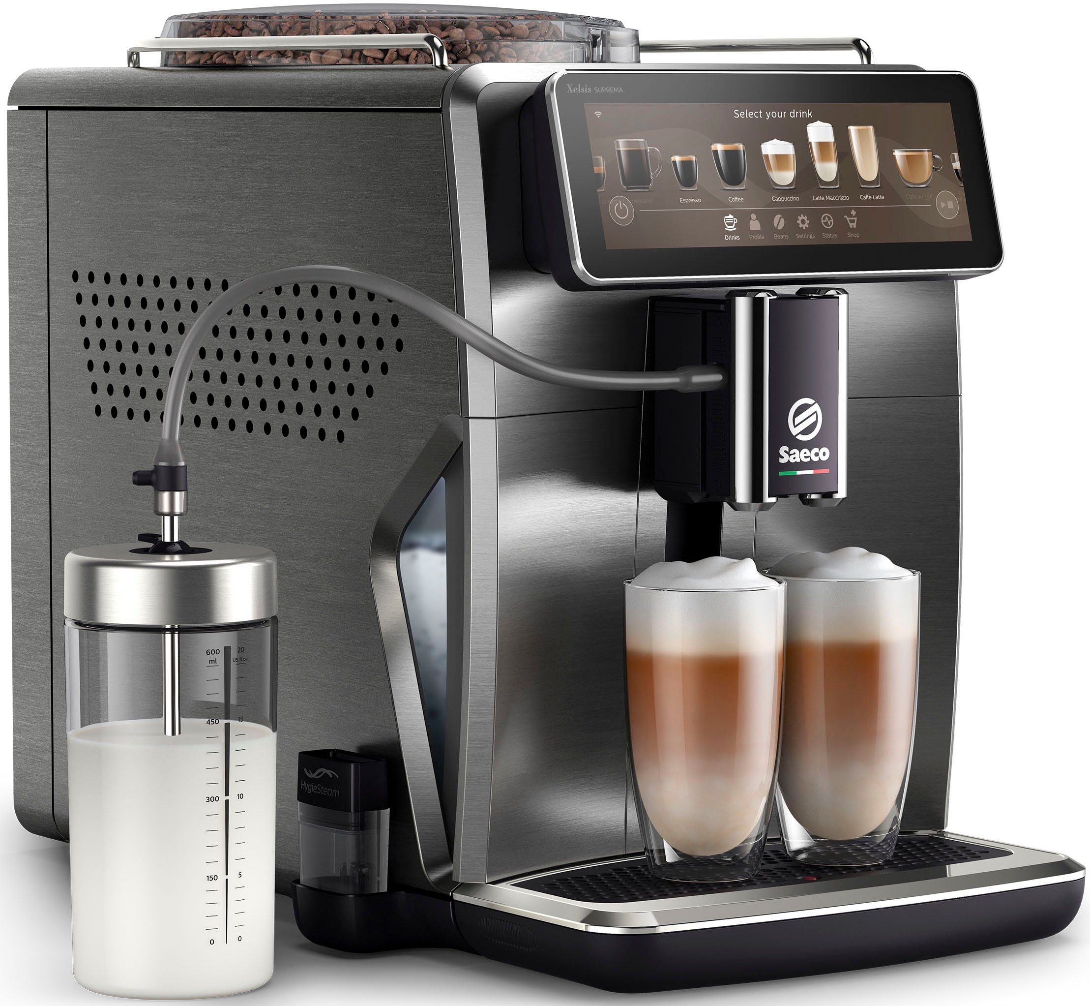 Saeco Kaffeevollautomat Saeco Xelsis Suprema SM8889/00, 22 Kaffeespezialitäten, 8 Benutzerprofilen und 7,8" Touchscreen, titan