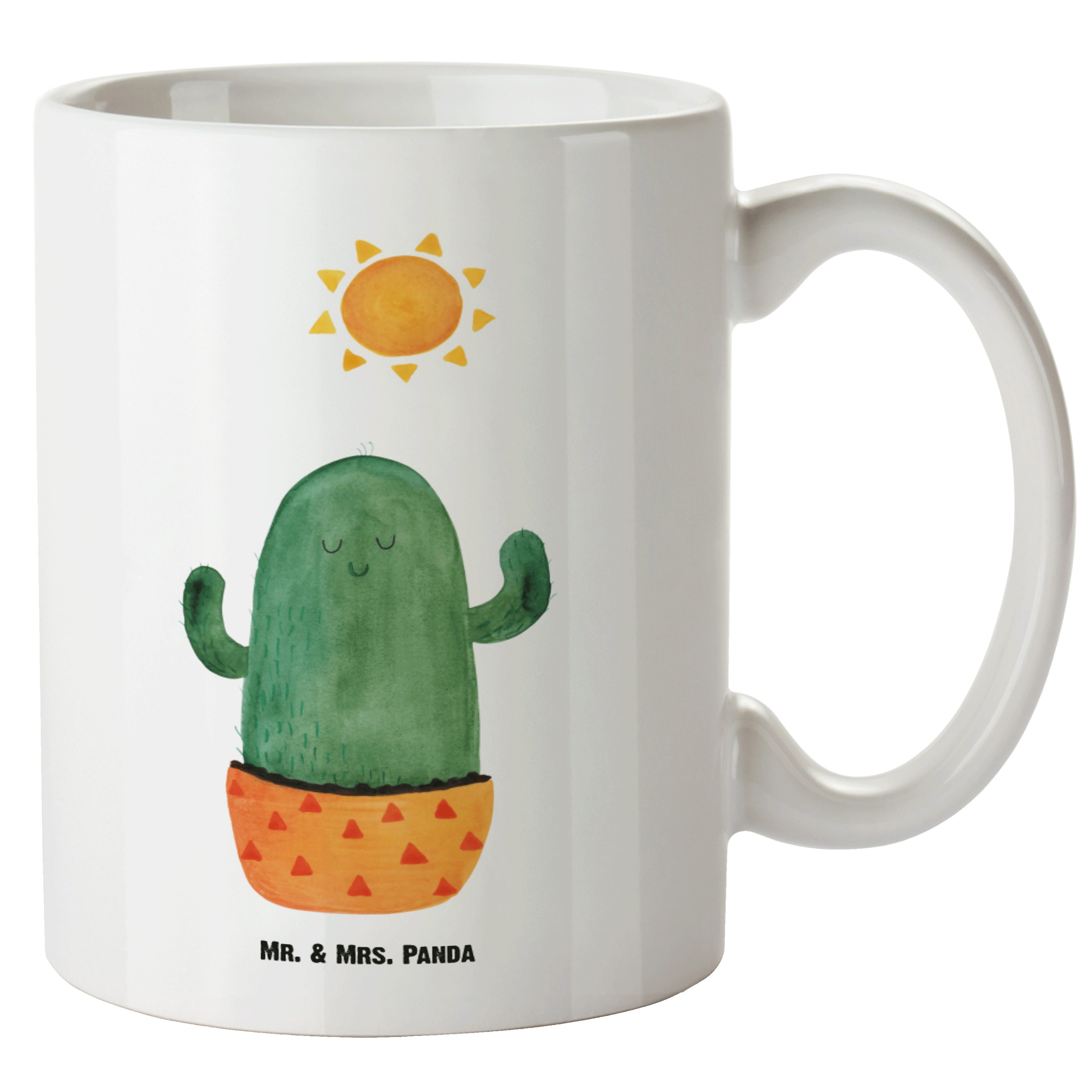 Mr. & Mrs. Panda Tasse Kaktus Sonnenanbeter - Weiß - Geschenk, Ehebruch, Große Tasse, XL Tas, XL Tasse Keramik