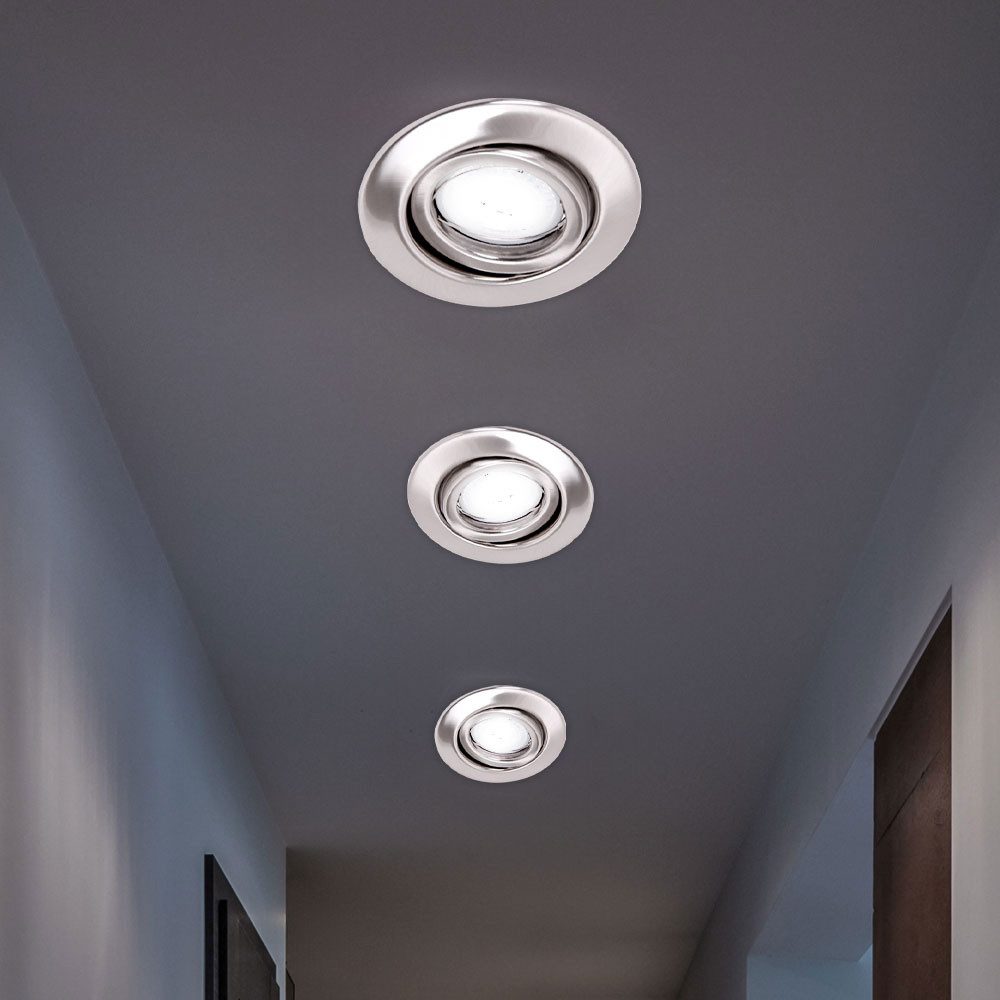 Paulmann LED Einbaustrahler, LED-Leuchtmittel fest verbaut, Warmweiß, 3er Set LED Einbau Strahler Spots Leuchten drehbar Lampe gebürstet