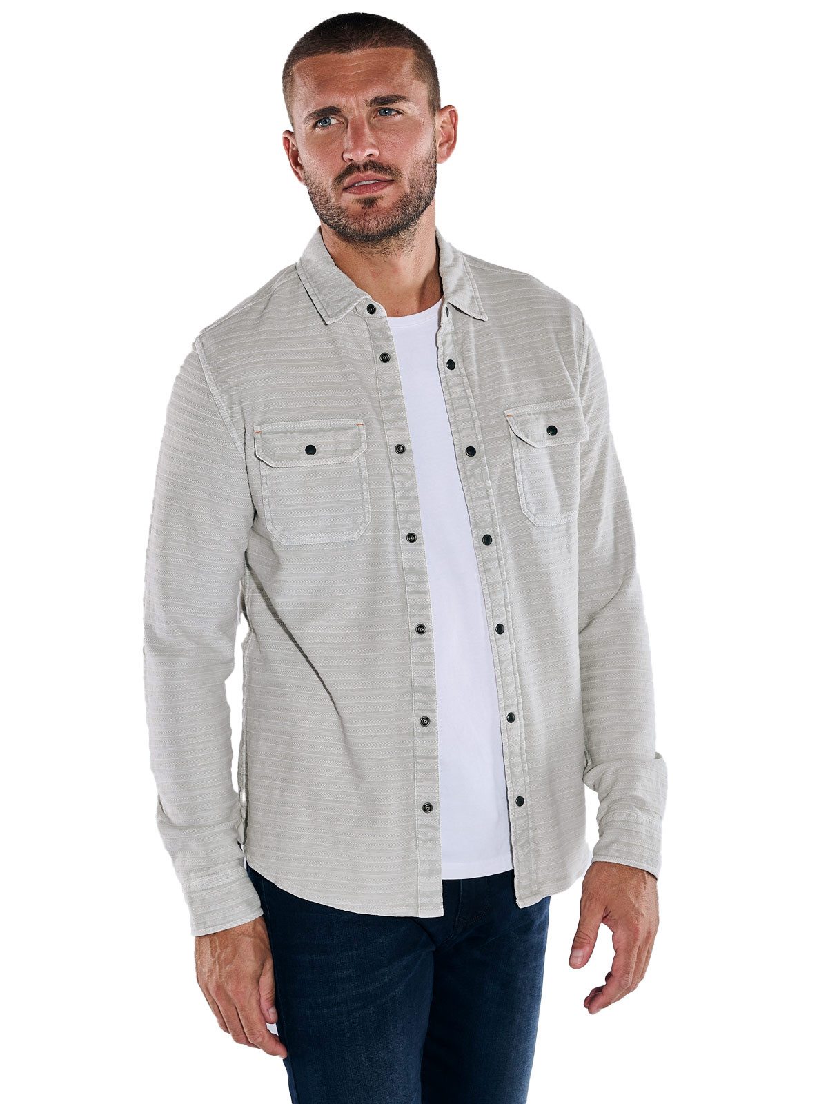 emilio adani Langarm-Poloshirt emilio adani Herren Langarm-Shirt slim fit, Hellgrau