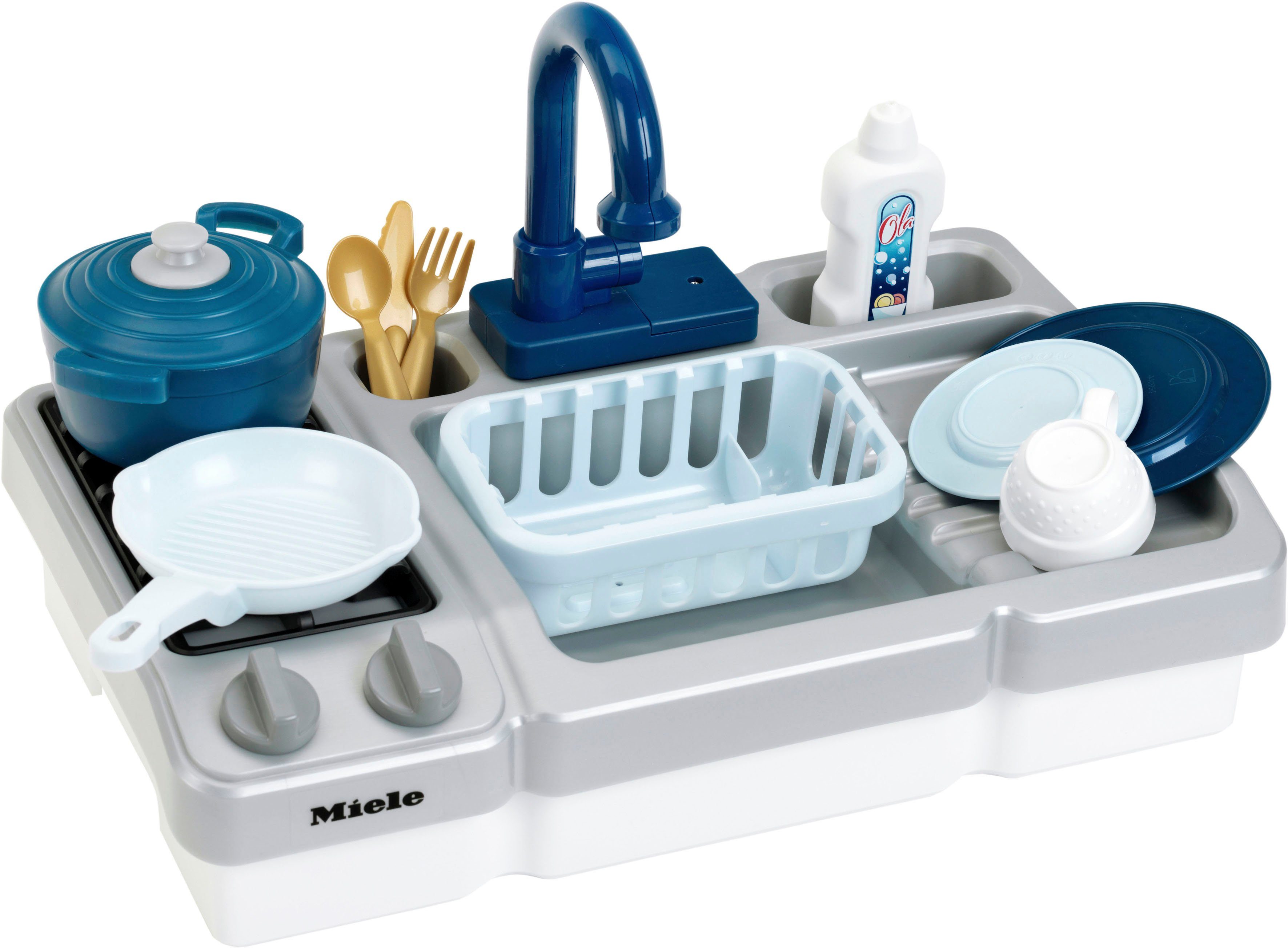 Klein Spielküche Miele - Spüle mit Wasserfunktion und Kochfeld Kunststoff, günstig online kaufen