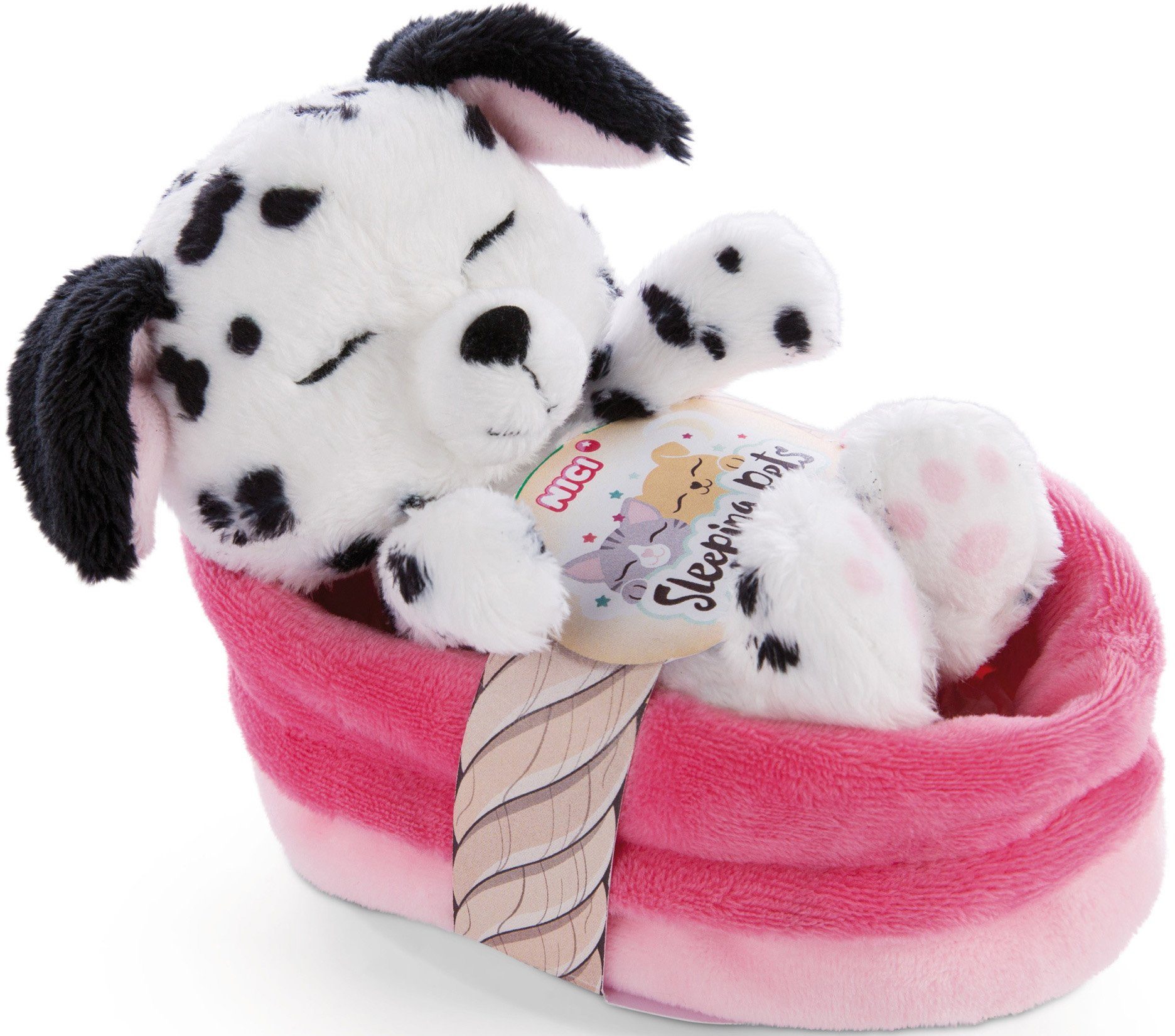 Nici Kuscheltier Sleeping Pets, Welpe Dalmatiner, 12 cm, im Körbchen