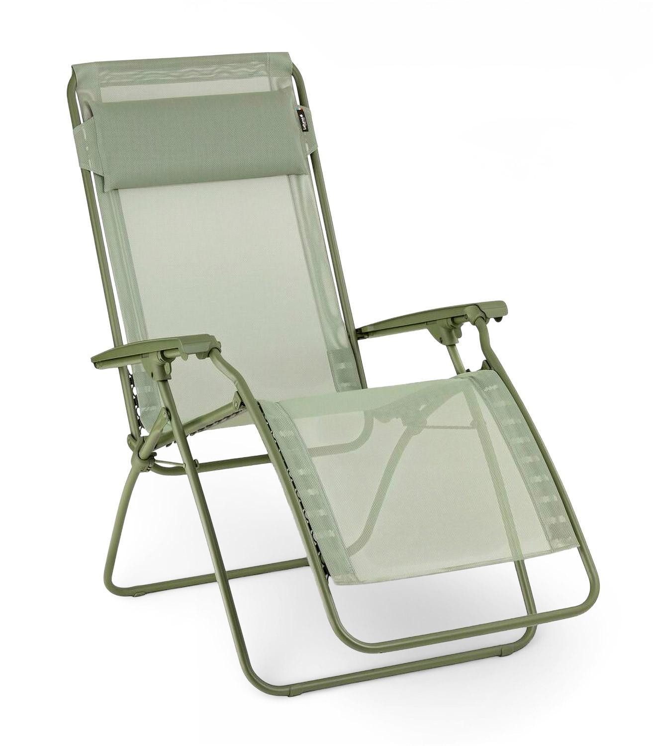 Lafuma Gartenliege R CLIP NATURA COLORBLOCK, Moosgrün, Stahlgestell, Batyline Iso, Kopfstütze, Verstellbar, B 67 x H 114 x T 88 cm