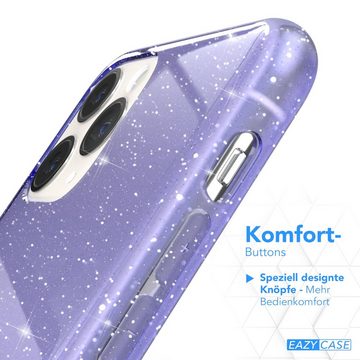EAZY CASE Handyhülle Glitter Case für Apple iPhone 11 Pro 5,8 Zoll, Etui Bumper Softcase aus Silicon Back Cover Glittery Klar Lila Violett