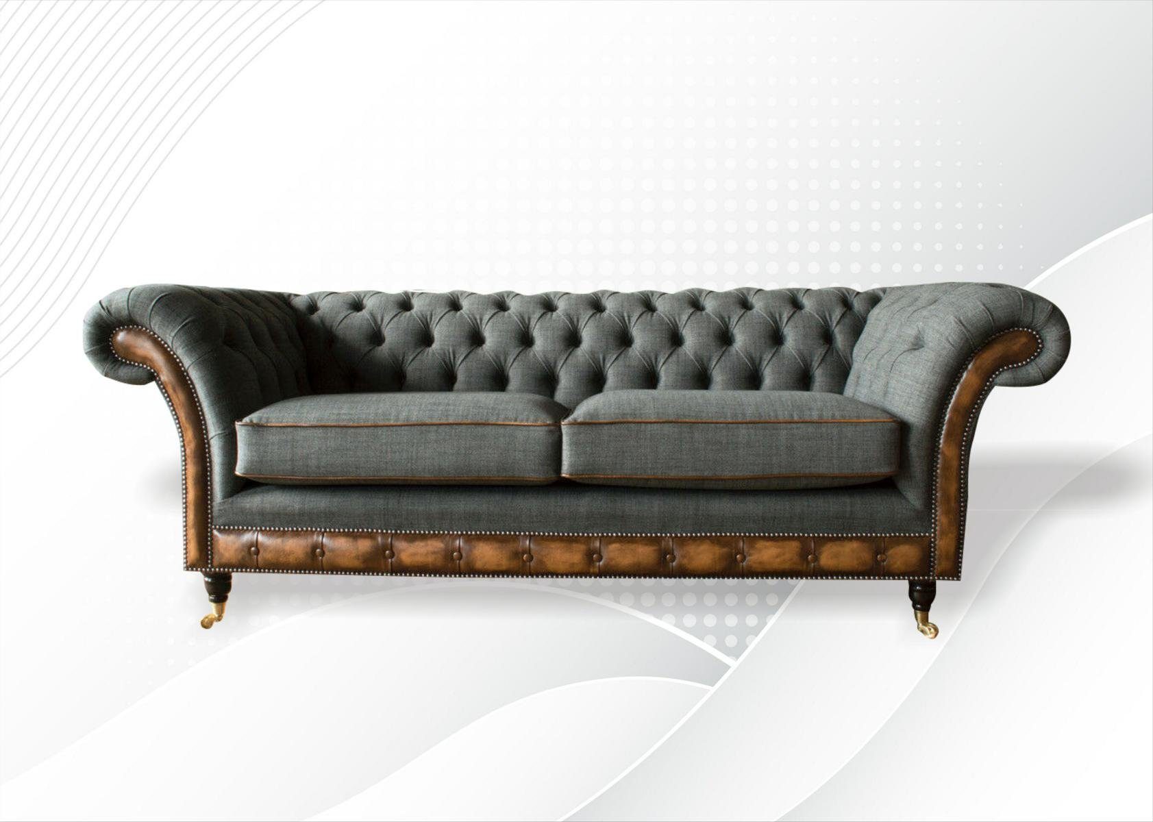 Couch Sitzer Chesterfield Design JVmoebel Sofa cm Chesterfield-Sofa, 225 3