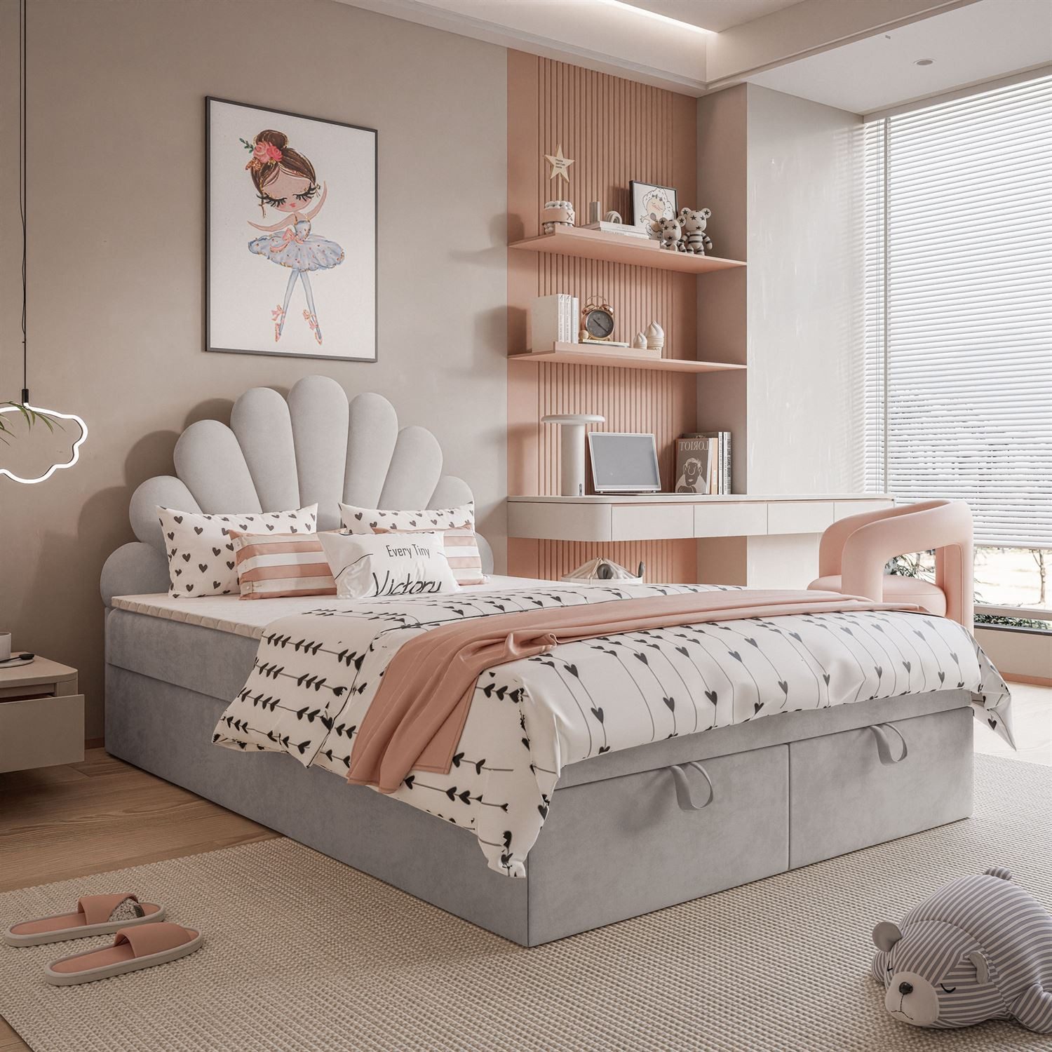 Lookway Boxspringbett ASHLEY Polsterbett mit Muschel-Kopfteil günstig online kaufen