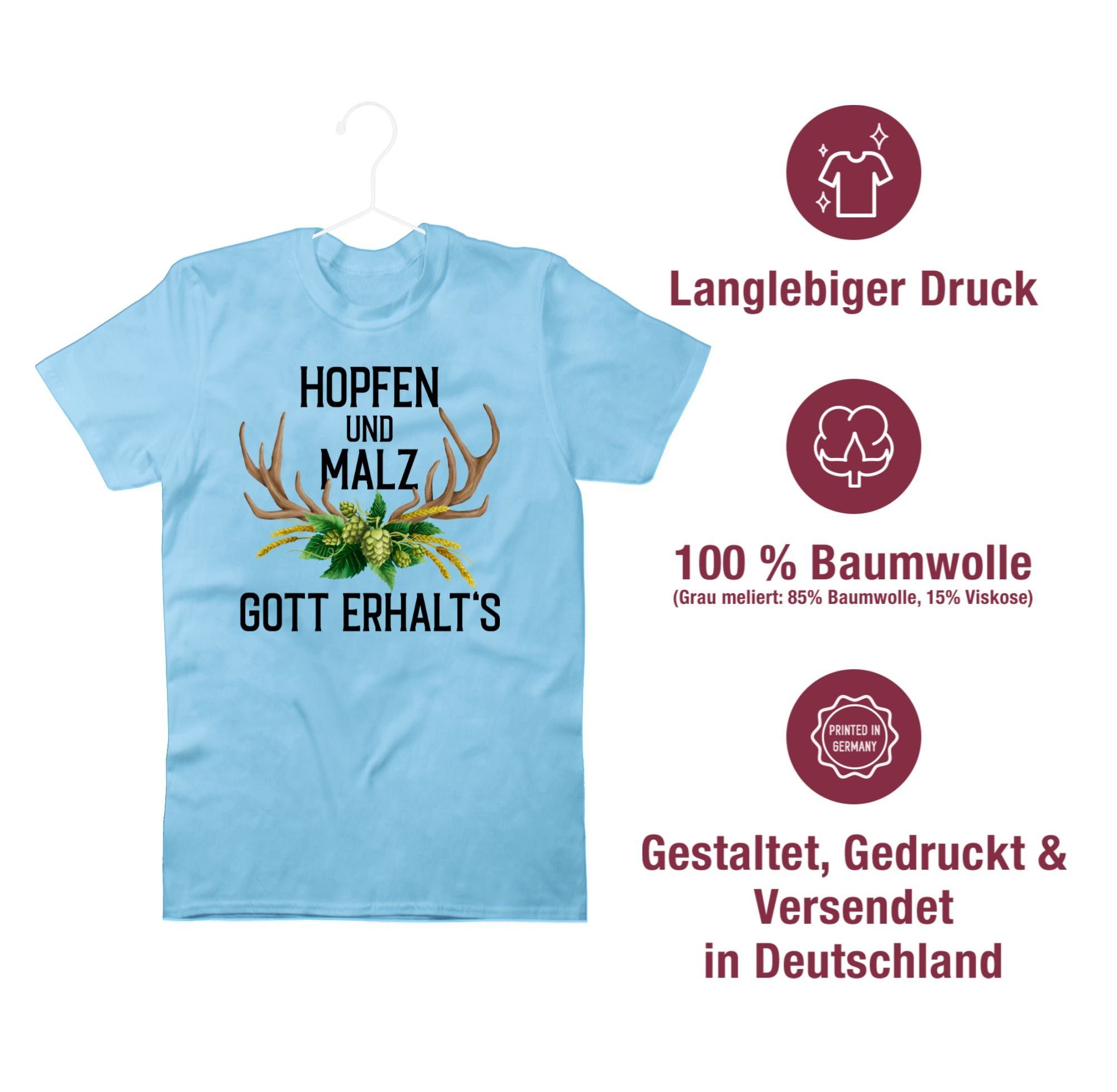 Shirtracer Hopfen Oktoberfest mit T-Shirt & Mode - erhalt's Malz für Weizen Gott Geweih Hellblau 2 und Herren