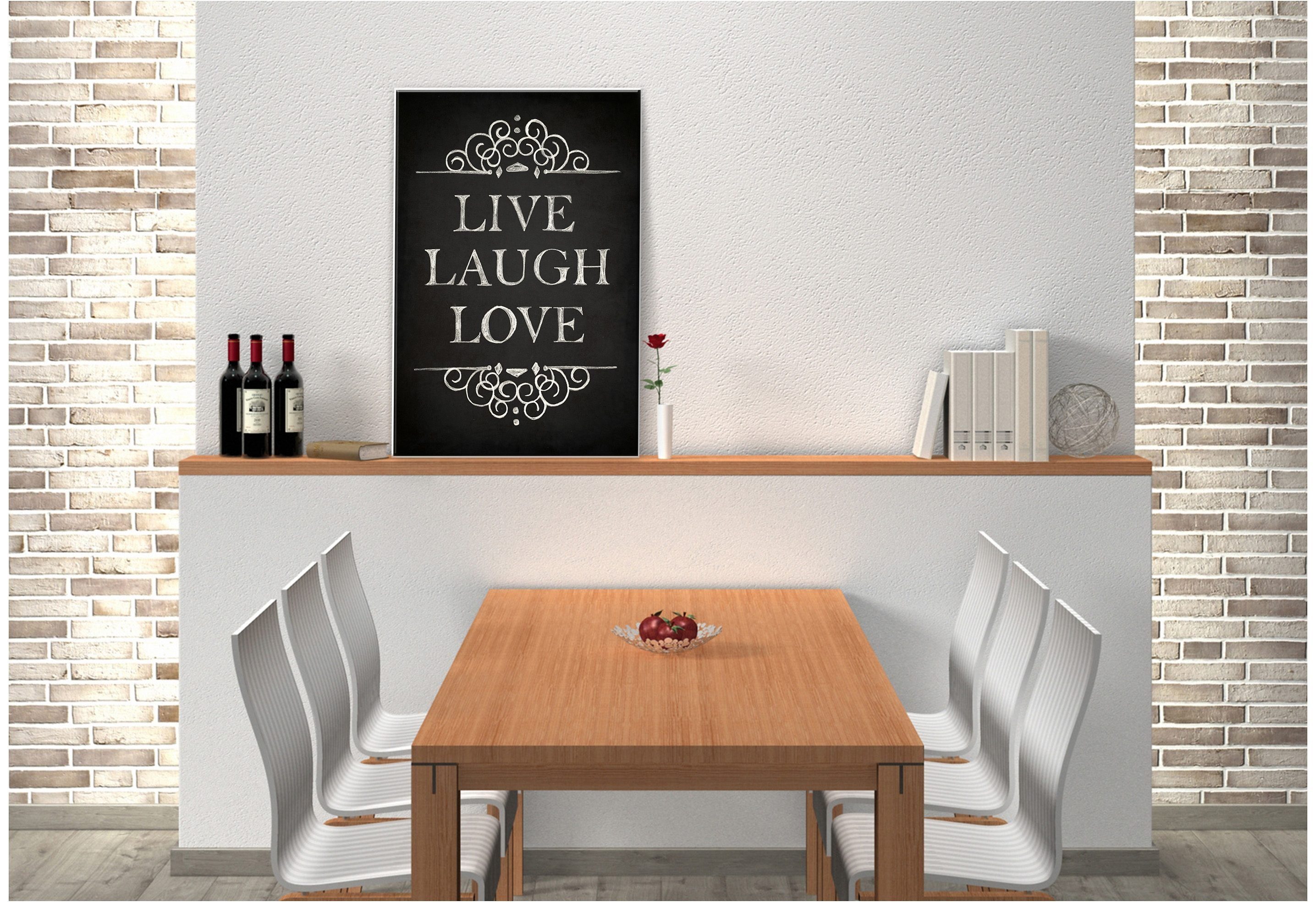 Wall-Art Wandbild Live Laugh Love, Hartschaum Wandschild Spruch