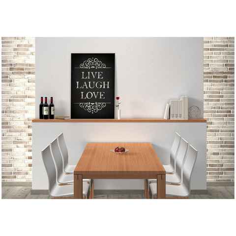 Wall-Art Wandbild Live Laugh Love, Hartschaum Wandschild Spruch