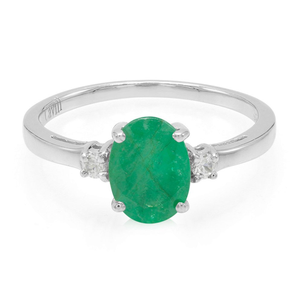 Cavill Silberring Cavill Ring mit 0,94 ct Bahia-Smaragd, Zirkone, platin. 925 Silber (1-tlg)