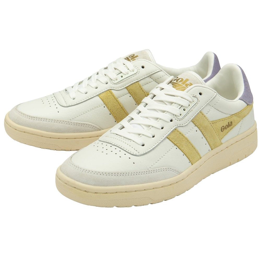 Falcon Leder weiss/gelb/lavendel Damen Sneaker