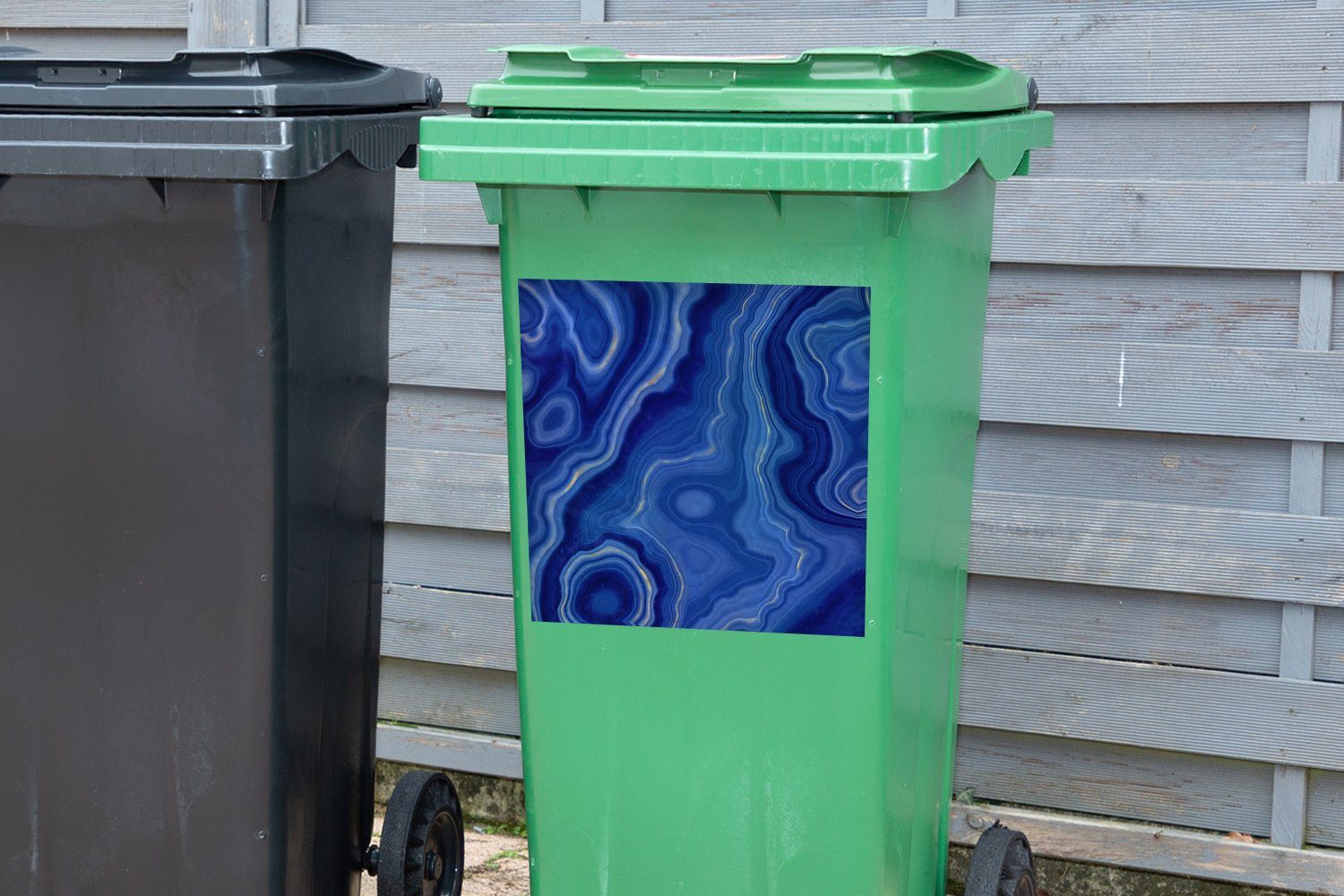 - - Abfalbehälter Blau (1 Achat Steine Mülleimer-aufkleber, Wandsticker Mülltonne, Sticker, MuchoWow St), Container,