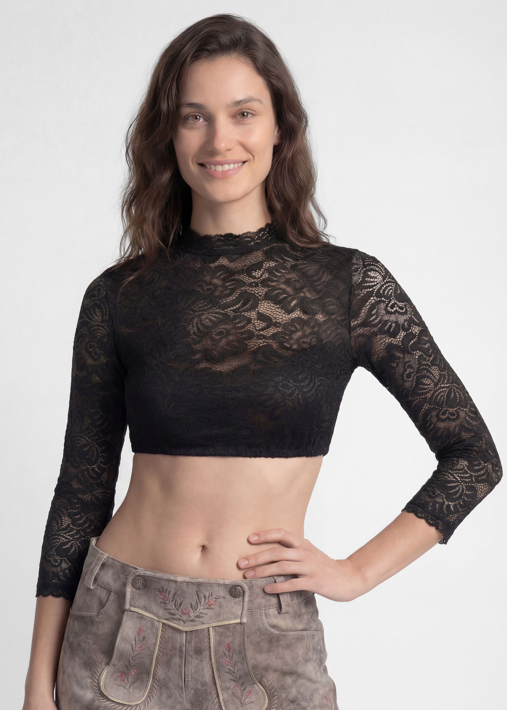 Spieth & Wensky Dirndlbluse Amsterdam (1-tlg) mit floralen Spitzenmuster