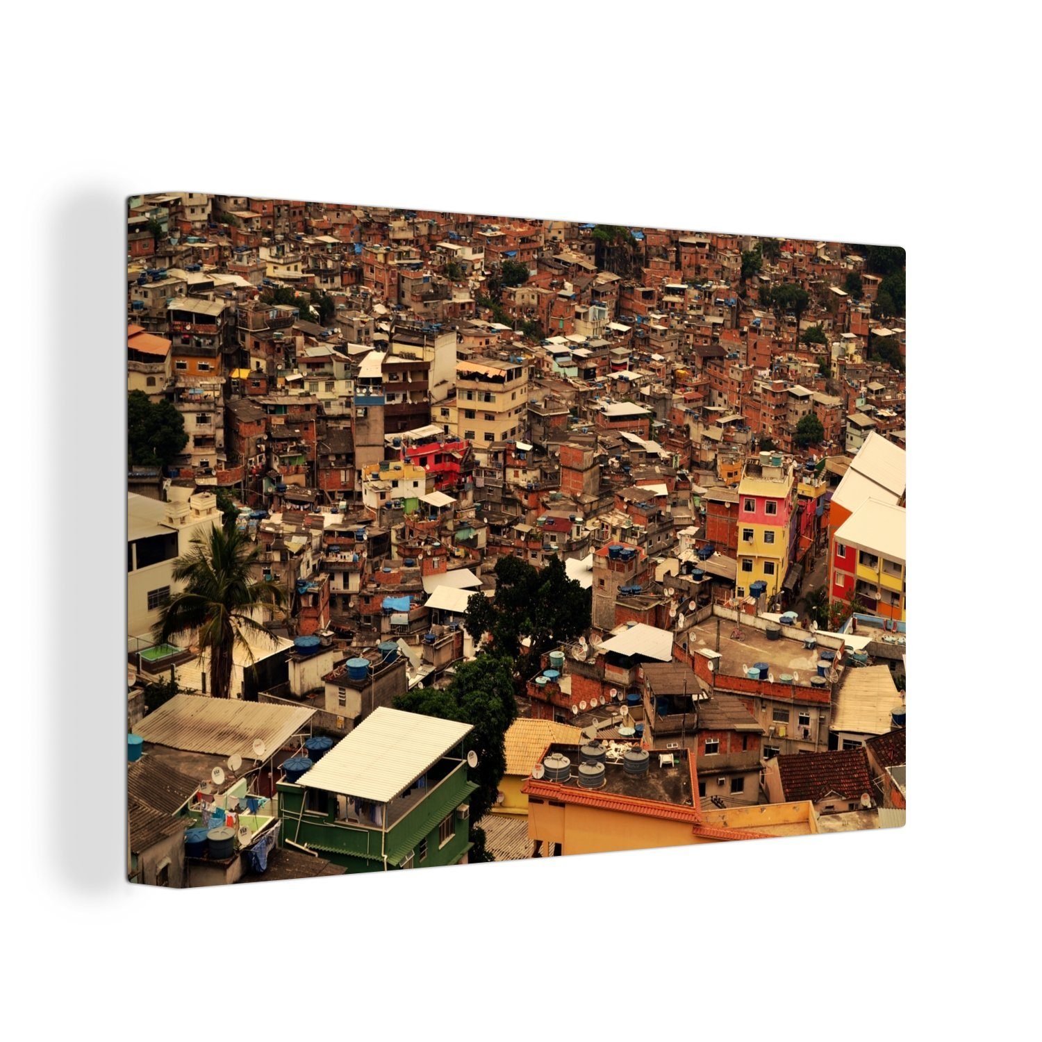 in Favela Bild Leinwandbilder, beeindruckendes OneMillionCanvasses® Leinwandbild de der Janeiro, Wanddeko, 30x20 Wandbild Ein cm größten St), Aufhängefertig, (1 Rio