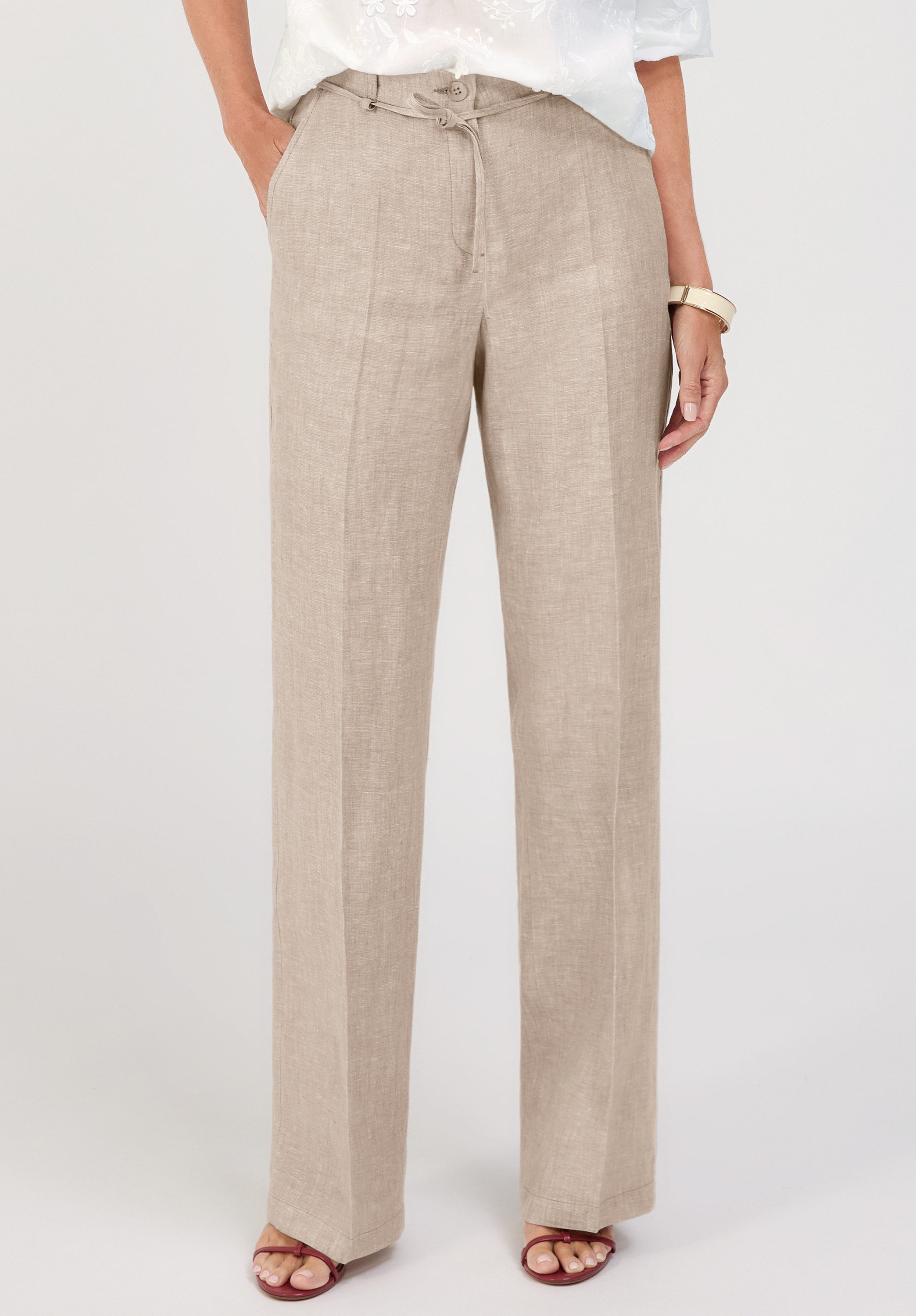 bianca Leinenhose PARIGI im cleanen Look in Trendfarbe 'caramel melange'