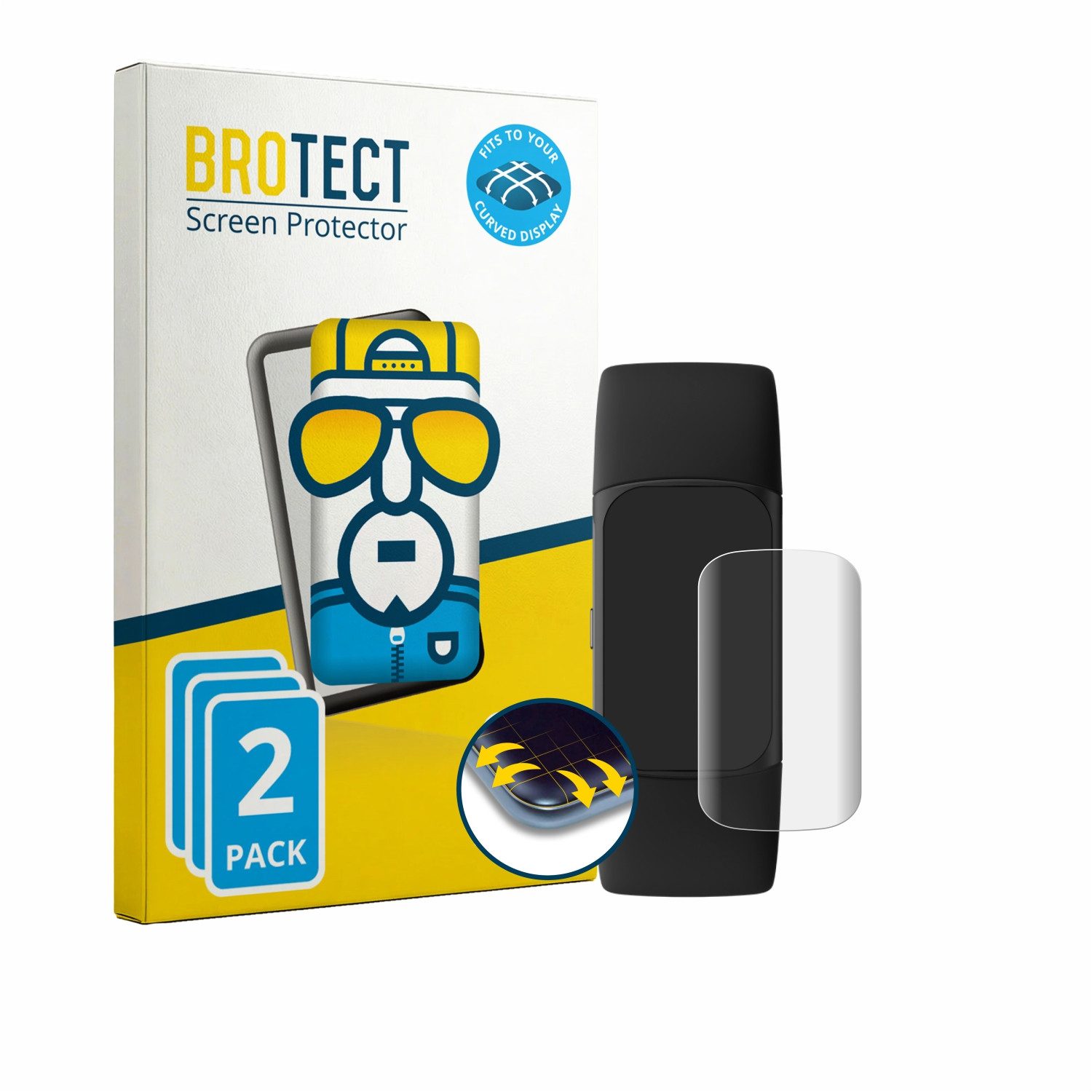 BROTECT Displayschutzfolie Fullscreen Schutzfolie für Fitbit Charge 6, 2 Stück, Displayschutz Folie Fullcover Klar Transparent