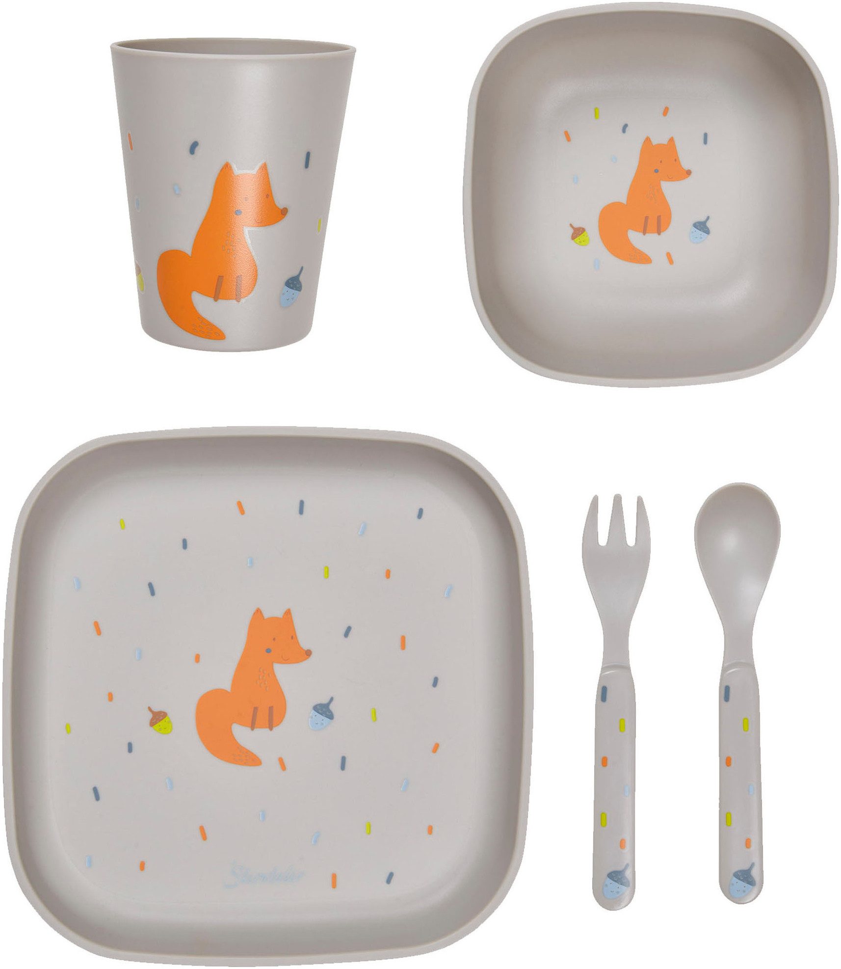 Sterntaler® Kindergeschirr-Set Fuchs Filou, eckig (5-tlg), Polypropylen