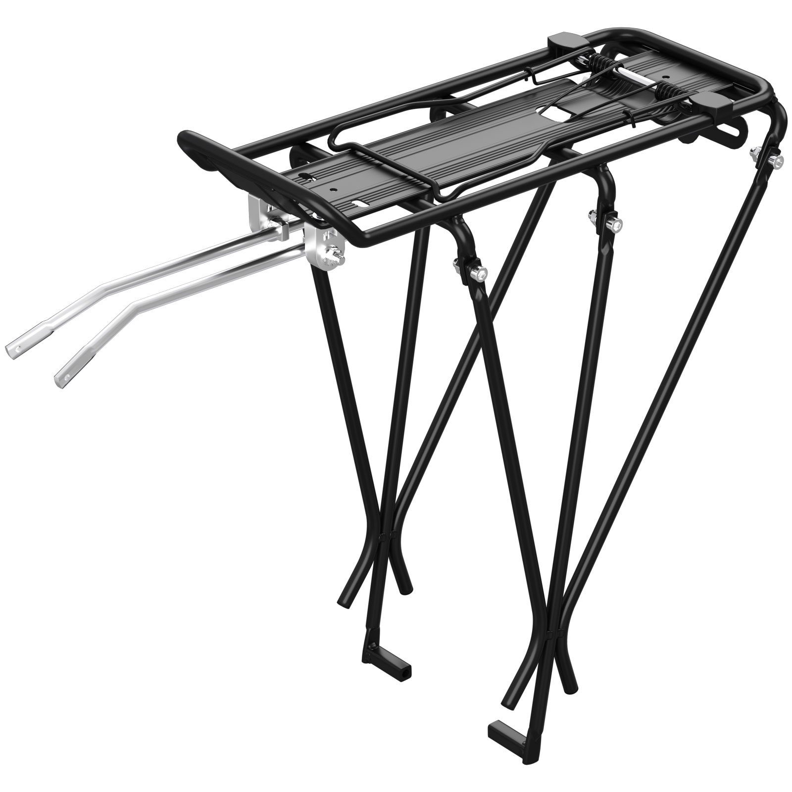 Wellgro FahrradGepäckträger Fahrrad Gepäckträger mit Federklappe Aluminium, schwarz, max