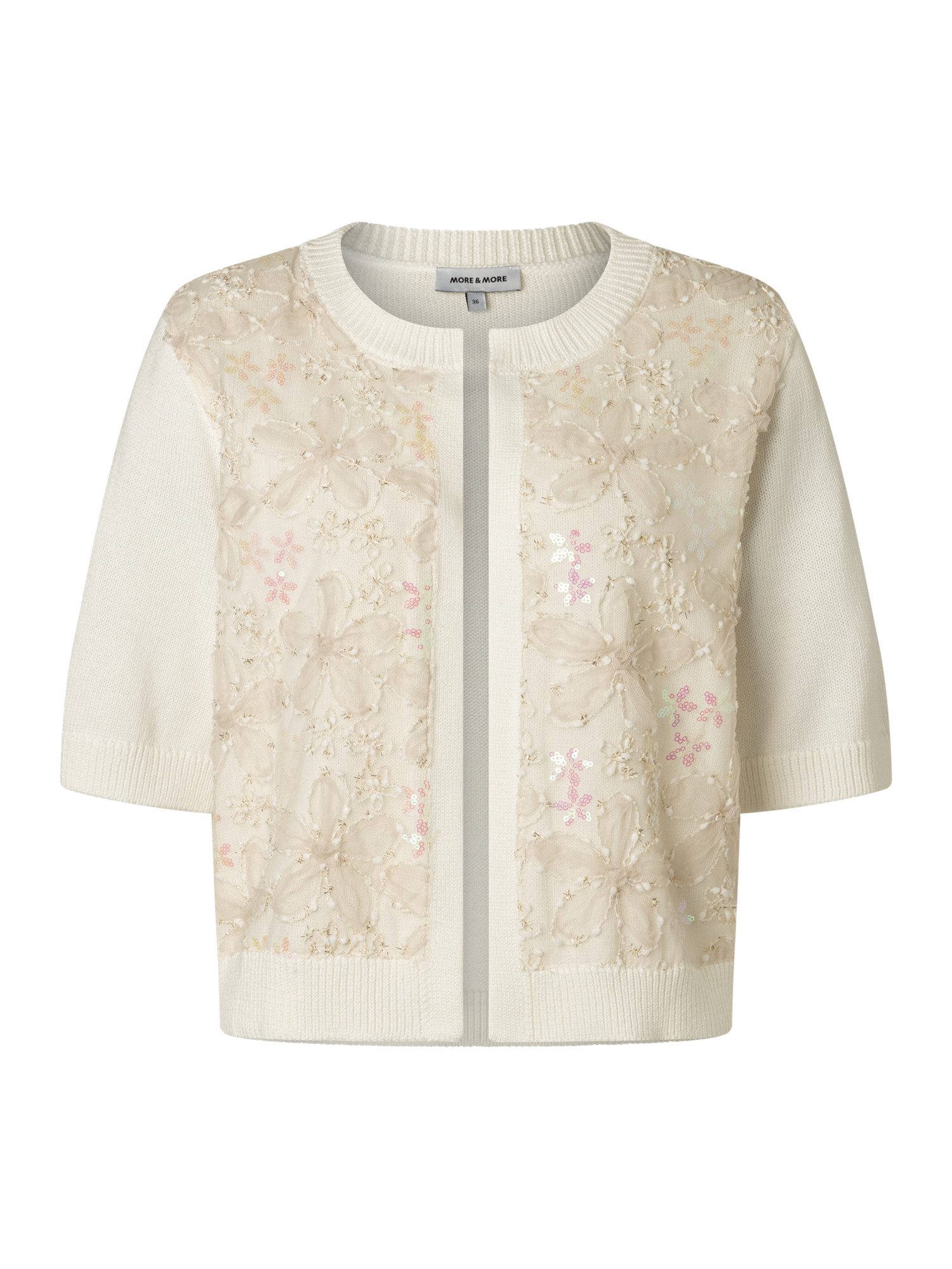 Strickjacke kurze, edel bestickte Strickjacke