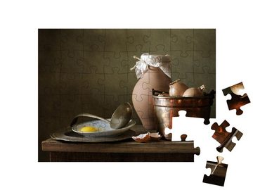 puzzleYOU Puzzle Stilleben mit Eiern und Zwiebeln, 48 Puzzleteile, puzzleYOU-Kollektionen Essen und Trinken