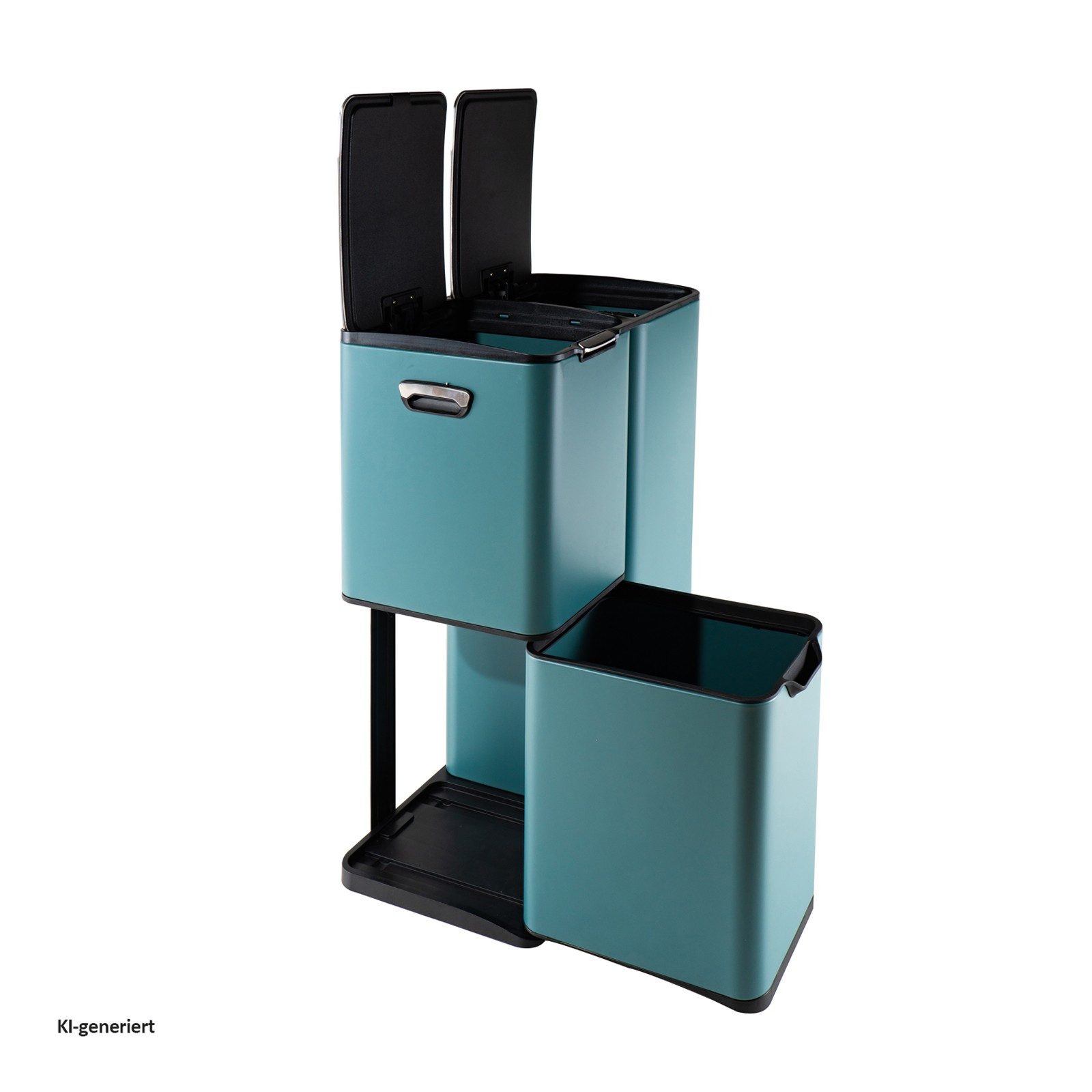 HTI-Living Mülltrennsystem Mülltrennsystem Jannik 60 Liter Türkis, Mülleimer Edelstahl mit 3 Behältern