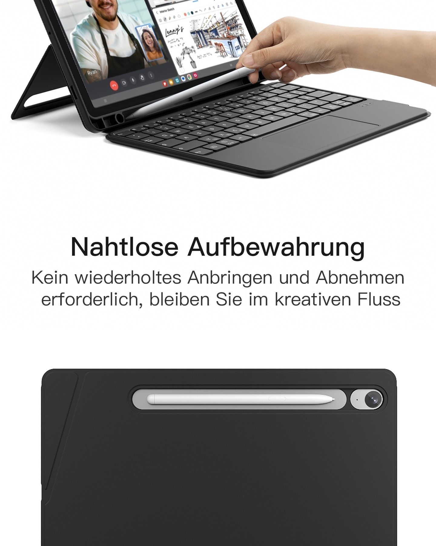 Inateck Hülle für Samsung Galaxy Tab S10 Lite/S10 FE/S9 FE/S9 Tastatur mit Touchpad (Hoch-/Querformat Ständer, Abnehmbar) – Bild 5 von 5