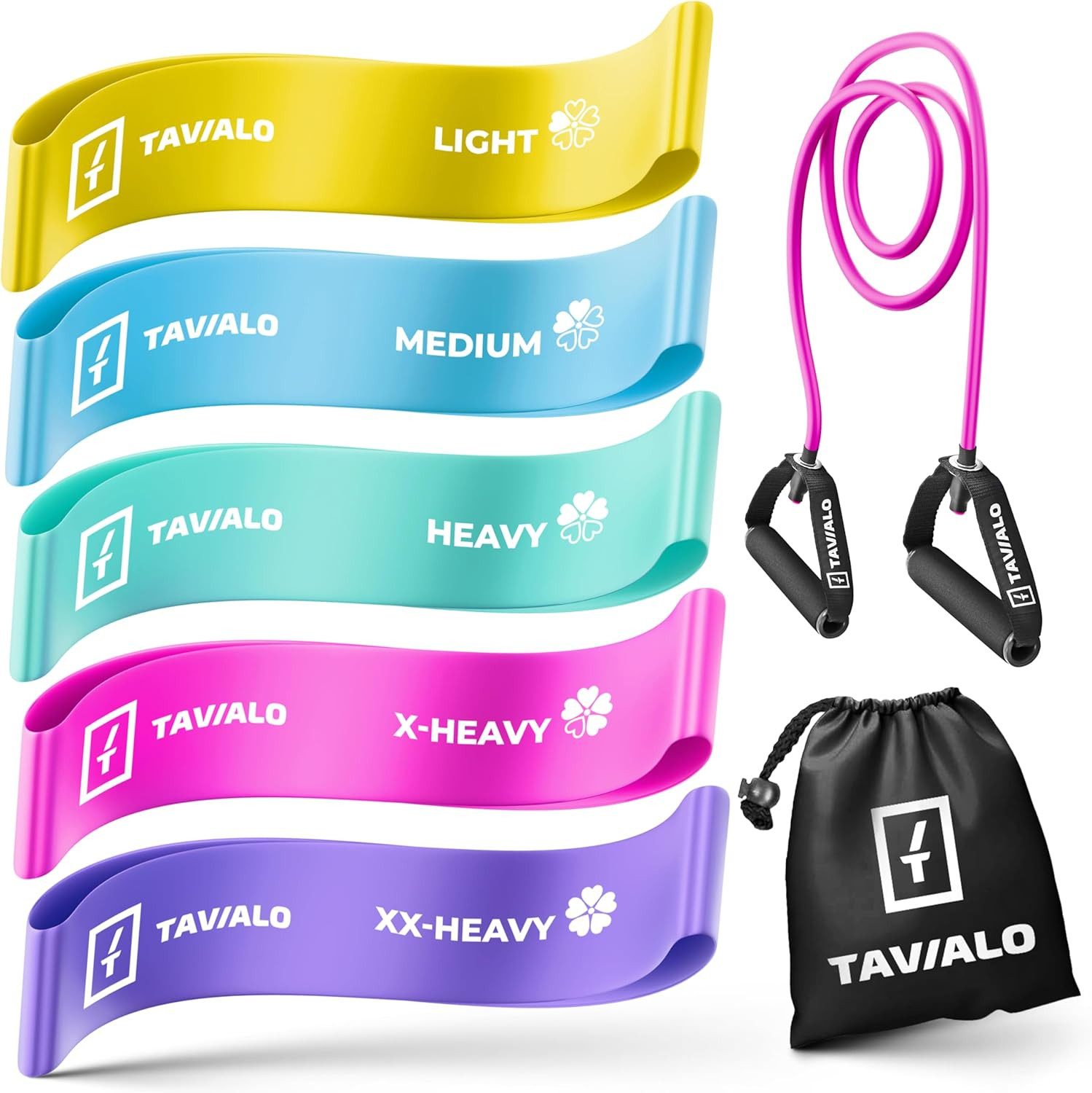 Trainingsbänder TAVIALO Widerstandsbänder 5er Set + Expander, Fitnessbänder