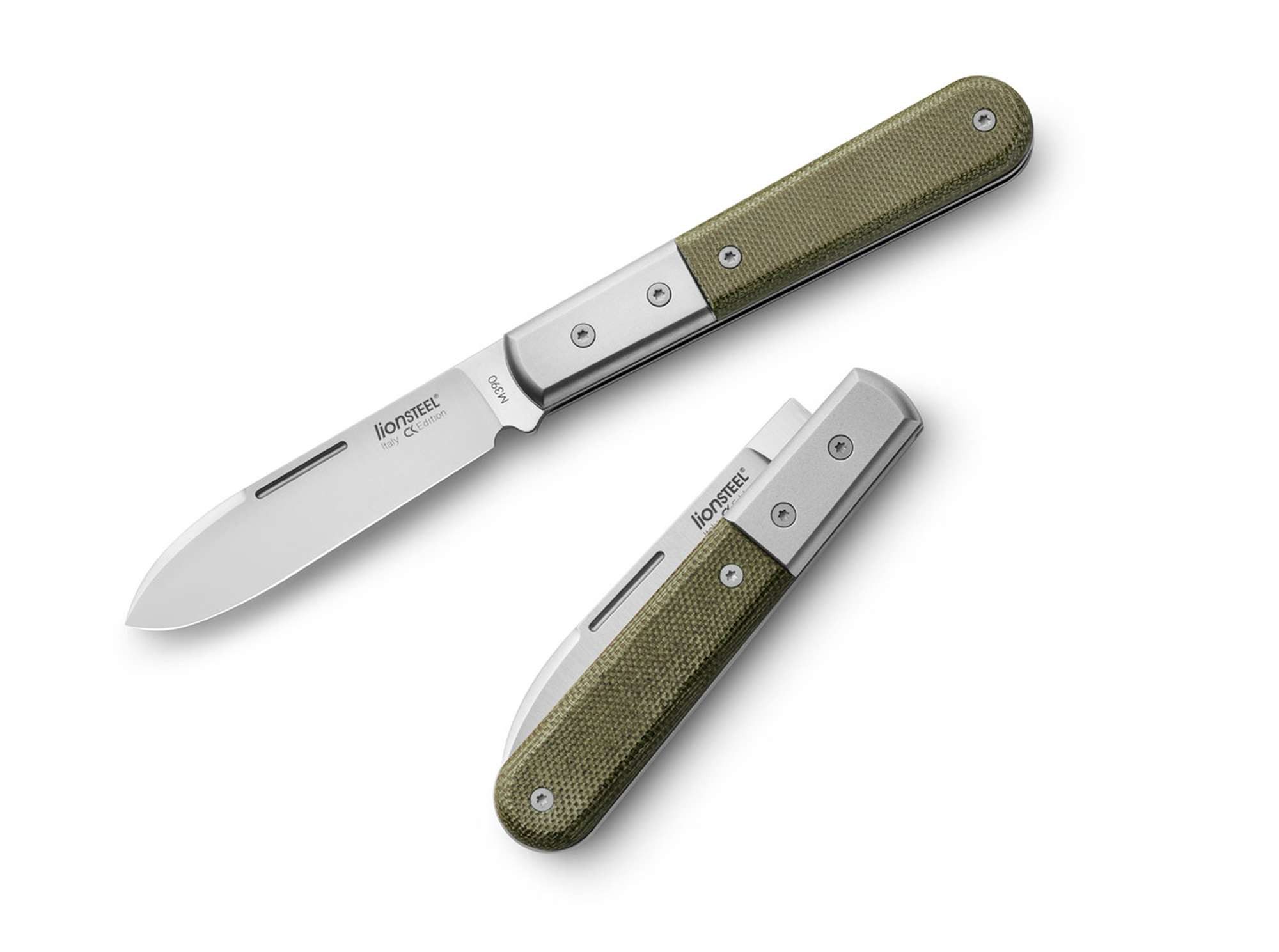 LionSteel Taschenmesser Taschenmesser Roundhead Barlow Canvas Micarta Green