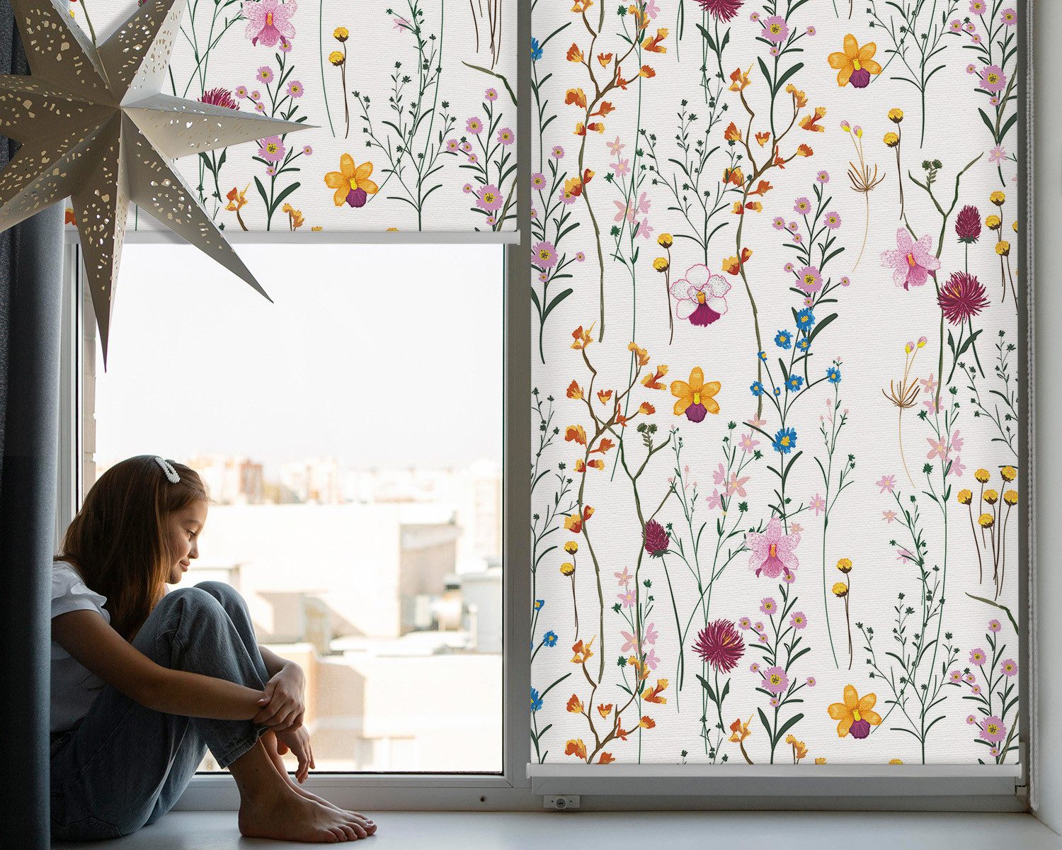 Rollo Rollos für Fenster, Seitenzugrollo, verdunkelung oder halbtransparent, Tulup, halbtransparent, Freihängend, Bedruckt – Bild 2 von 5