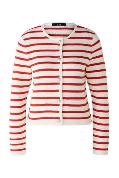 Oui Strickjacke Jacke/Jacket, white red