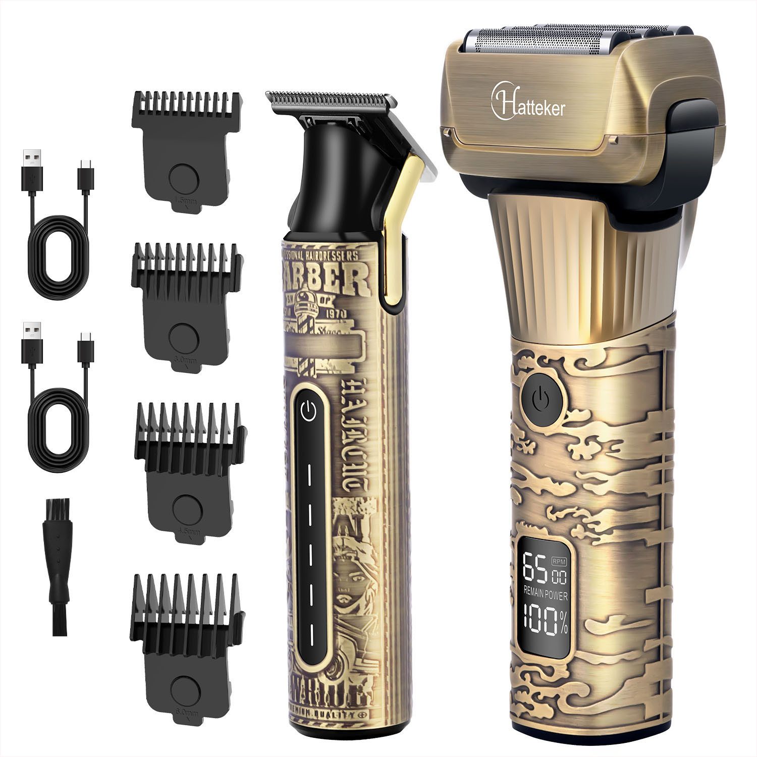 HATTEKER Haar- und Bartschneider HT-607, Wasserdicht, Folienrasierer, T-Blade-Trimmer