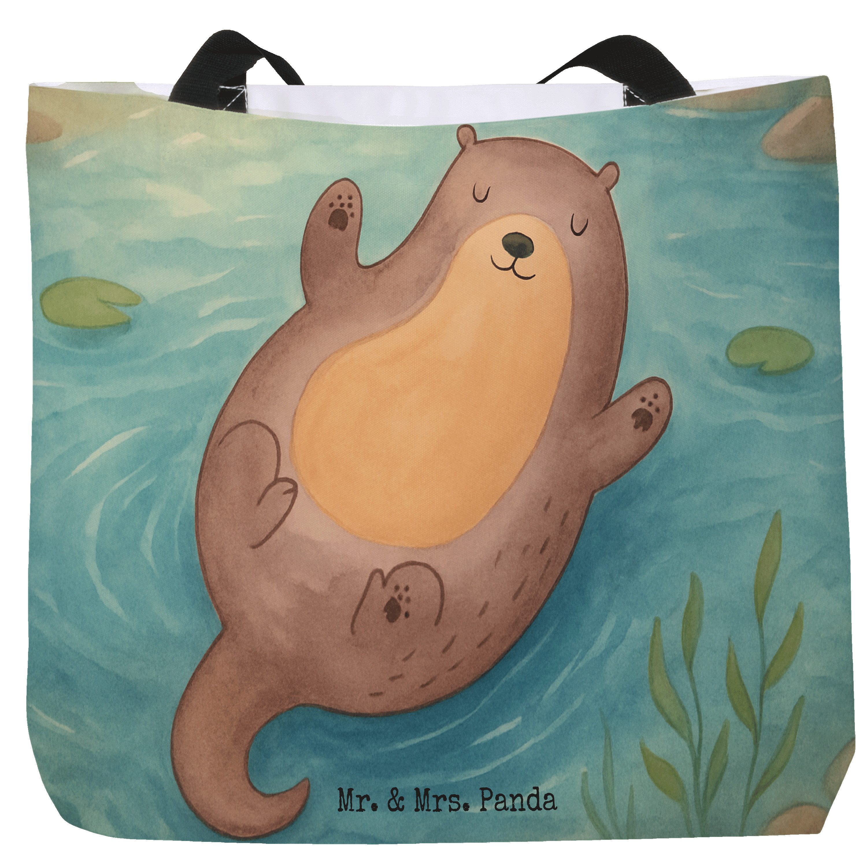 Shopper Otter Umarmen Design, Tote Bag, Weiß, Hallo, Tasche, Seeotter See, St