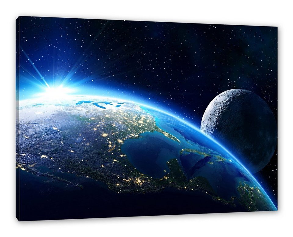Planet Erde im Weltall Leinwandbild Wanddeko Kunstdruck