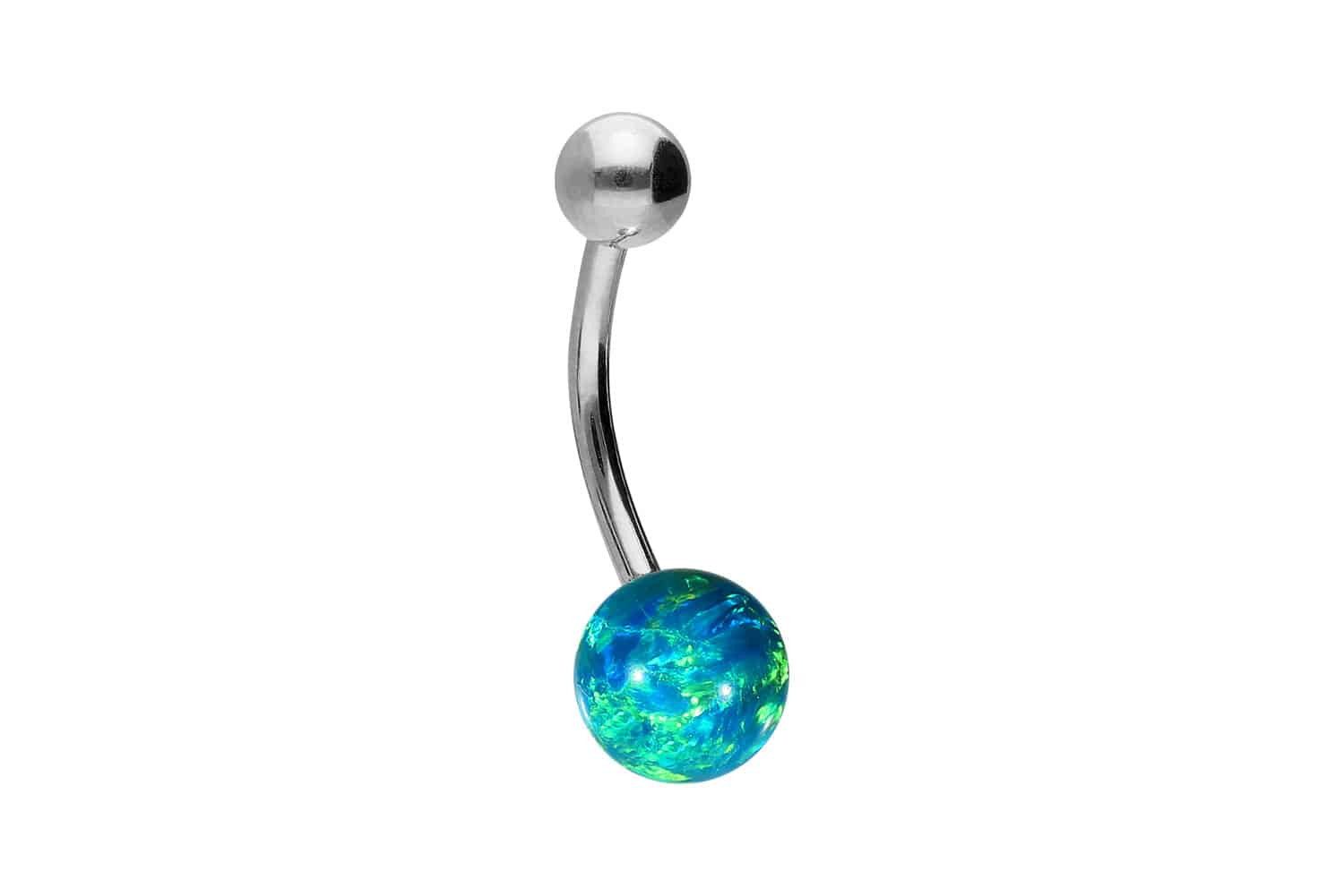 PIERCINGLINE Bauchnabelpiercing Titan Bananabell SYNTHETISCHER OPAL + TITAN-KUGEL (Bananabells, 1-tlg)