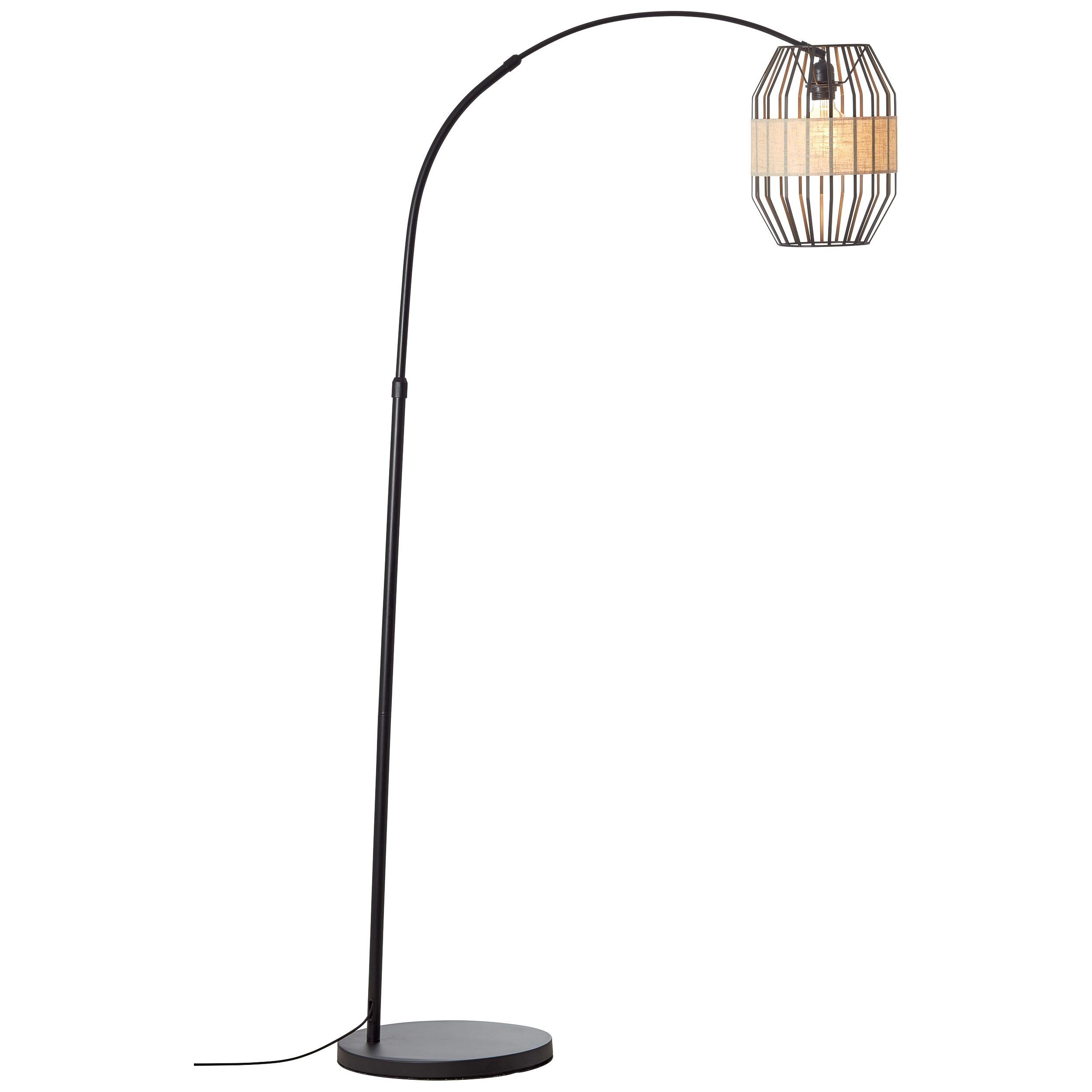 Brilliant Bogenlampe Slope, ohne Leuchtmittel, mit Fußschalter, 171 cm Höhe, E27, Metall/Textil, schwarz/natur