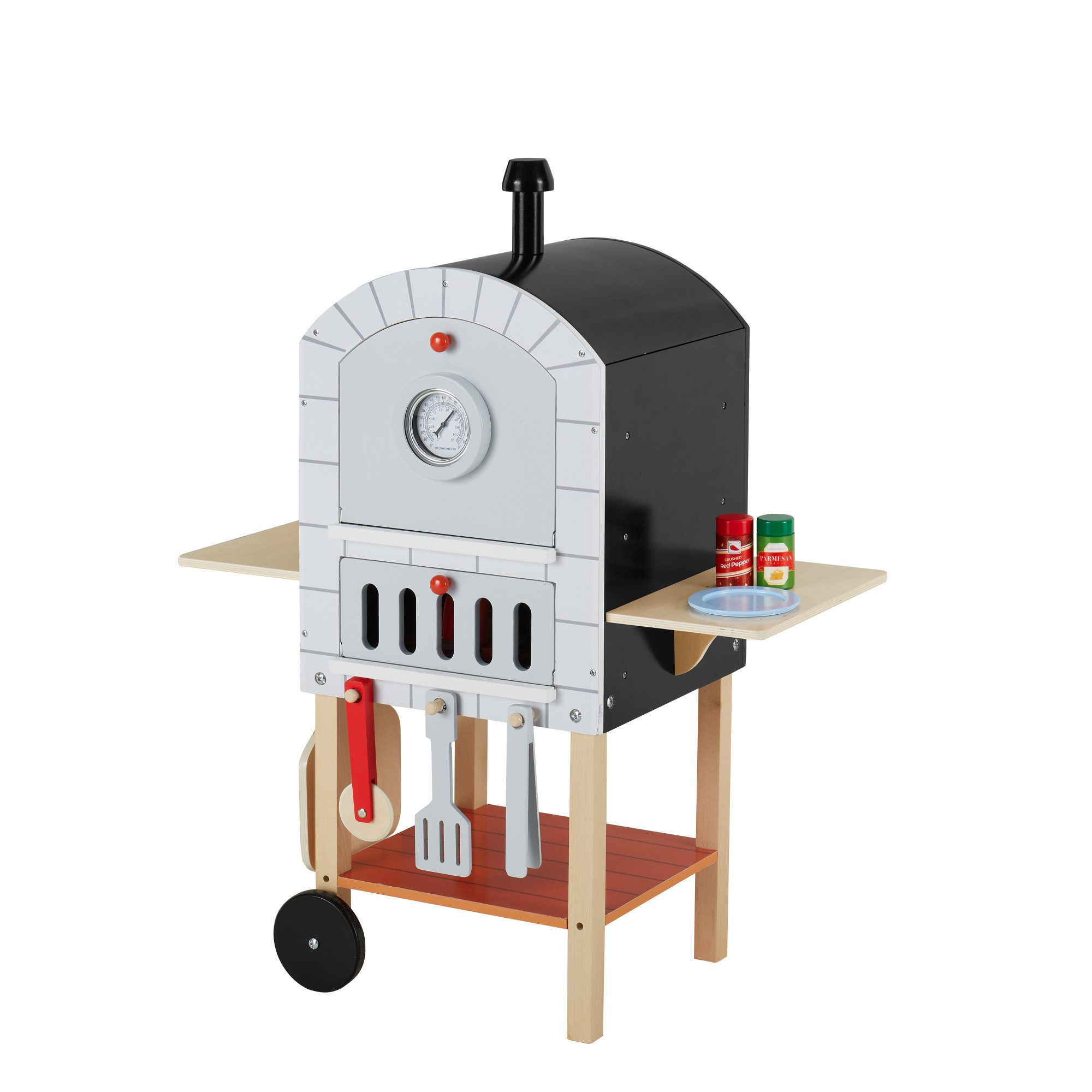 TEAMSON™ KIDS    Kaufladen Pizzaofen aus Holz mit Zubehör & 4-teiliger Spielpizza