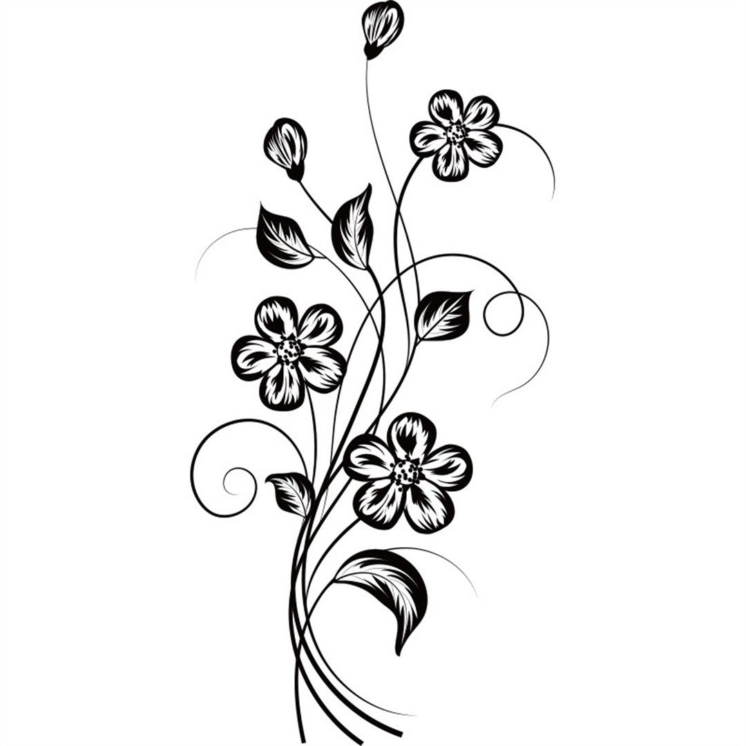 RefinedFlare Wandtattoo Personalisierte kreative Wandaufkleber mit schwarzen Blumen,Dekoration