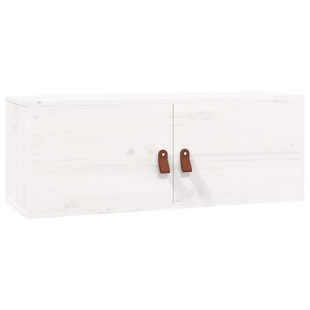 furnicato Wandhängeschrank Hängeschrank aus massivem Kiefernholz Weiß 80 x 30 x 30 cm, 1-tlg., Rustikaler Wandschrank mit viel Stauraum und belastbar bis zu 60 kg