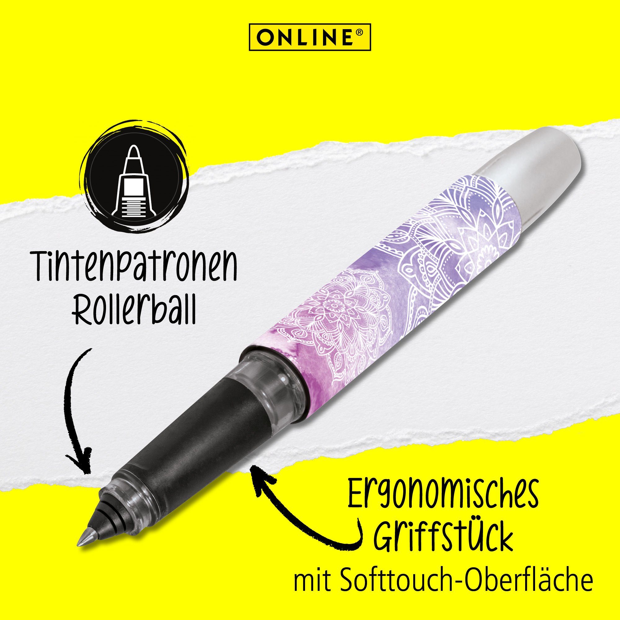 Online Pen Tintenroller Campus Tintenpatronen-Rollerball, ergonomisch, ideal für die Schule, hergestellt in Deutschland