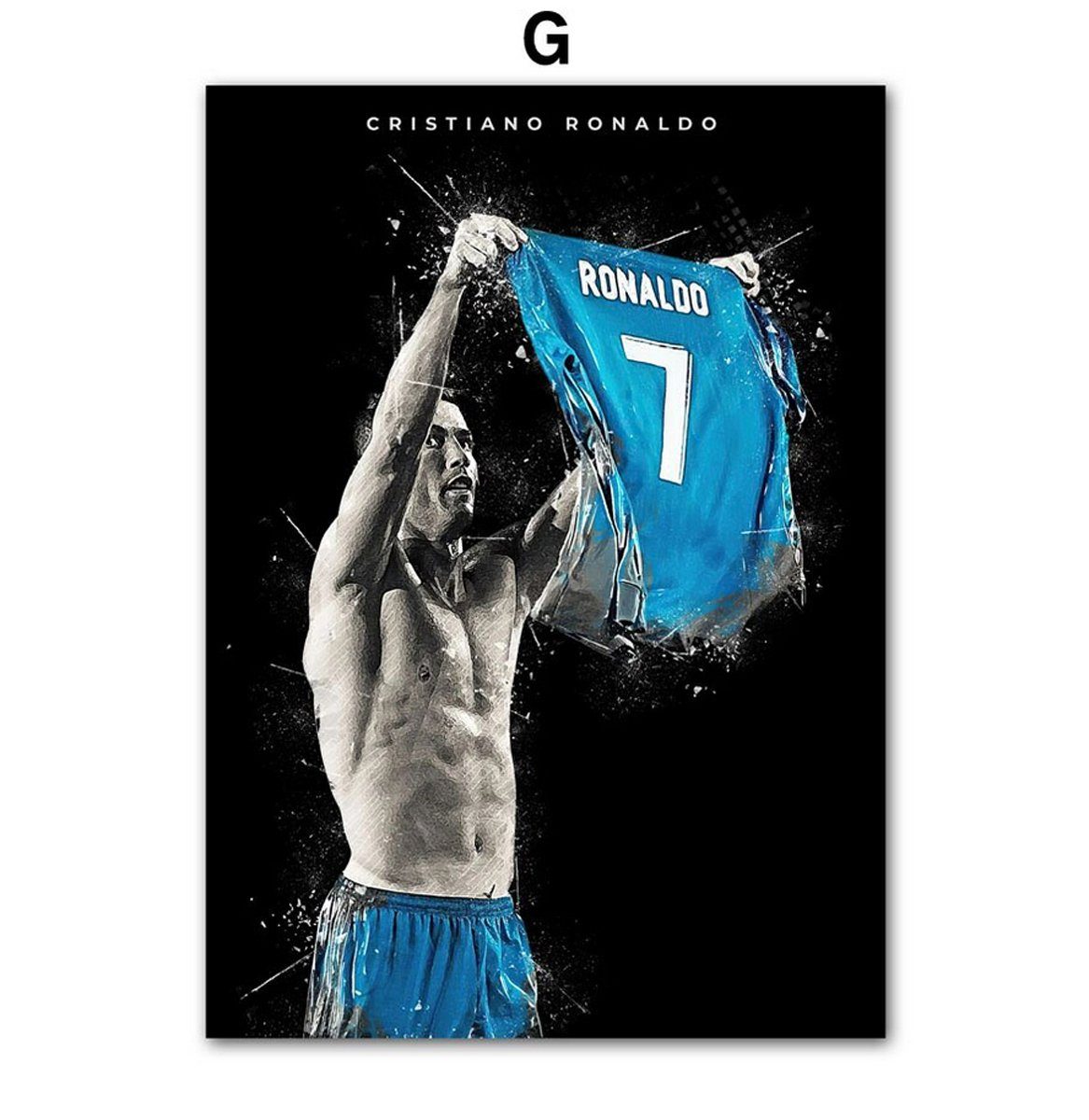 TPFLiving Kunstdruck (OHNE RAHMEN) Poster - Leinwand - Wandbild, Berühmte Fußballspieler - Christiano Ronaldo (Leinwand Wohnzimmer, Leinwand Bilder, Kunstdruck), Leinwandbild bunt - Größe 40x60cm