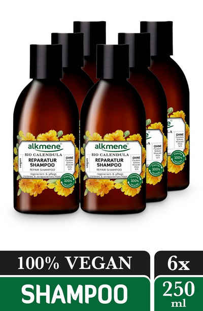 alkmene Haarshampoo 6x Reparatur Shampoo Bio Calendula Haarshampoo Shampoo Haarpflege, 6-tlg.