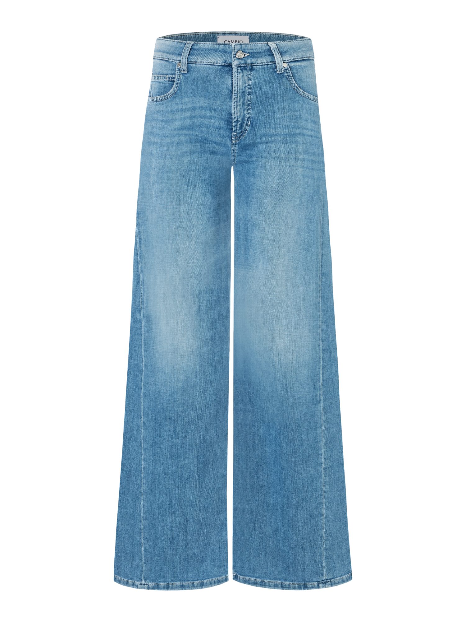 Cambio Stretch-Hose blau, Casual, Baumwolle, Unifarben, Straight Leg, Mittel