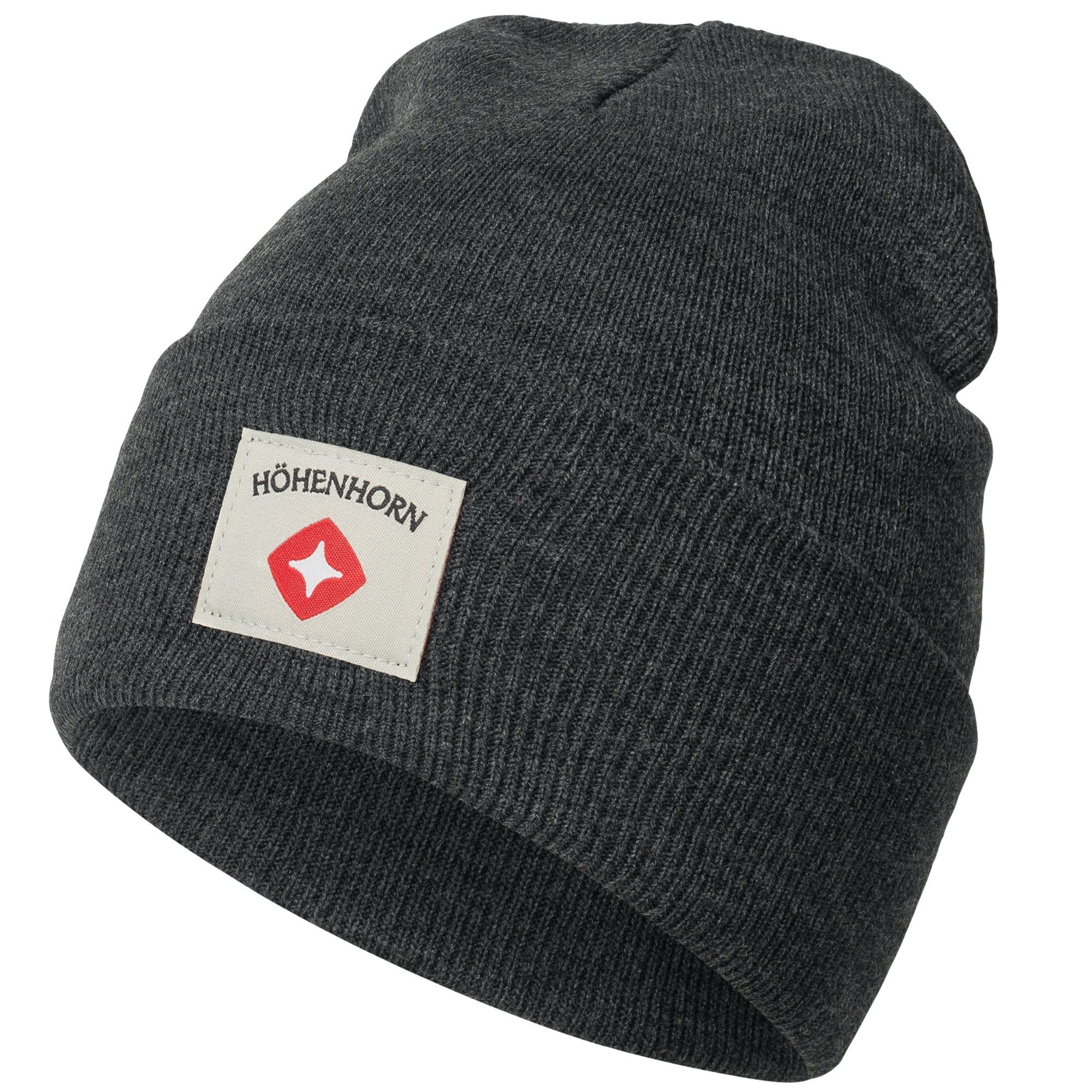 Höhenhorn Beanie Heelflip Knitted Beanie Unisex Herren Damen Mütze Wintermütze Strick Dunkelgrau