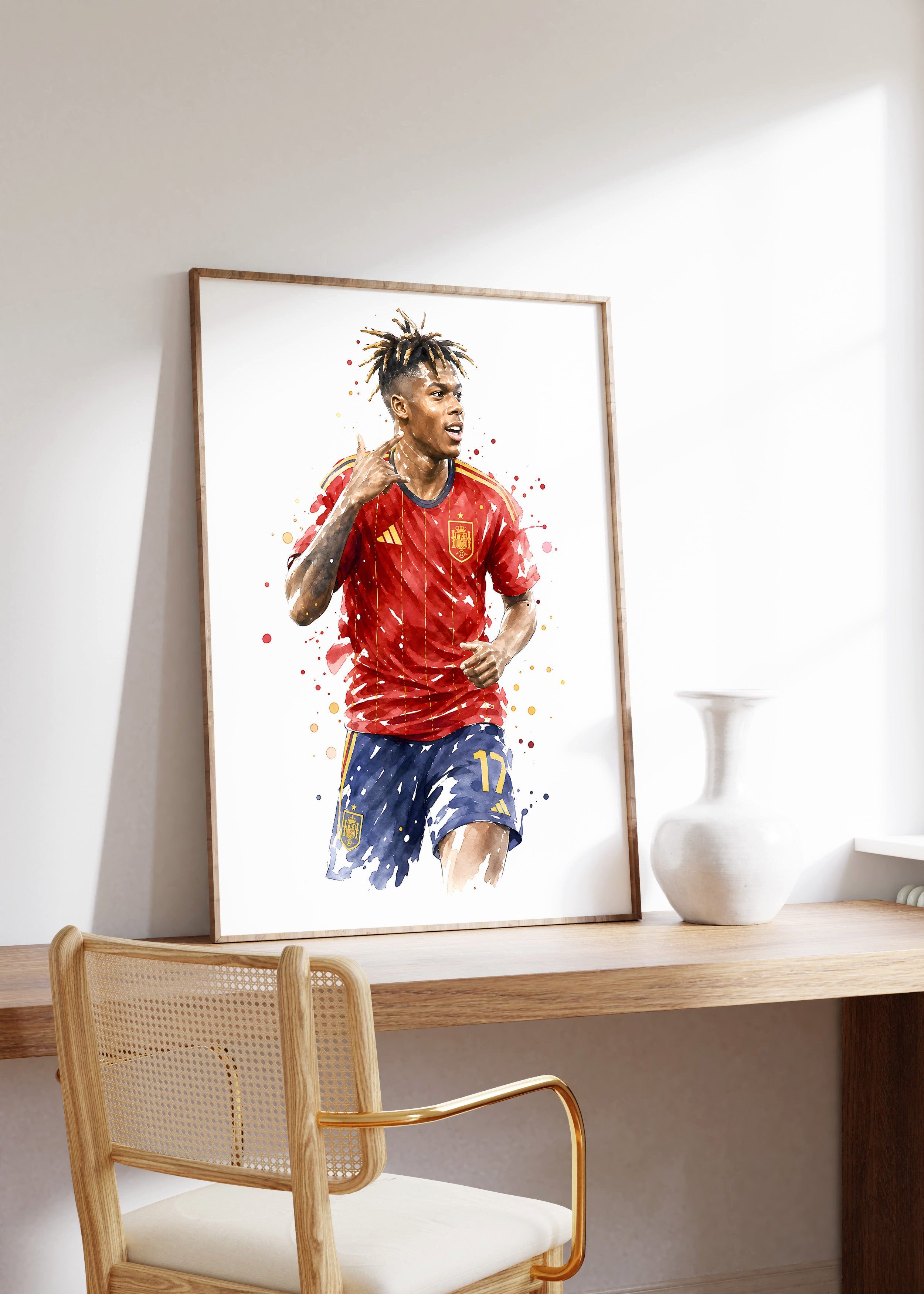 JUSTGOODMOOD Poster Spanien Fussball Geschenkidee Aquarell Sport Wandbild Deko Print ohne, (1 St)