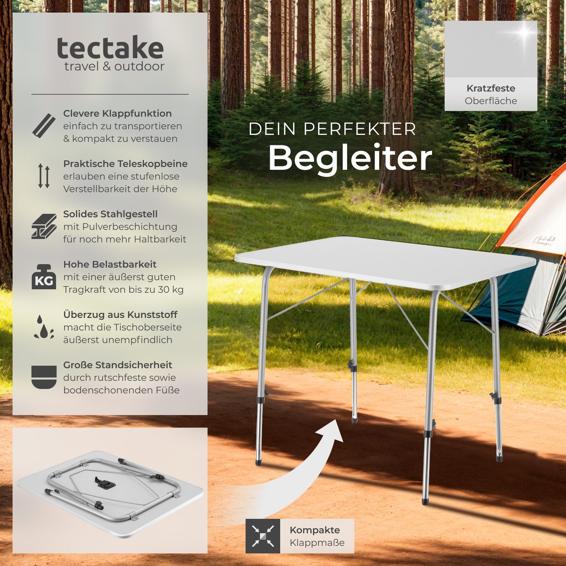 tectake Campingtisch Julian (1-St., 1 tlg), Stufenlos höhenverstellbar günstig online kaufen